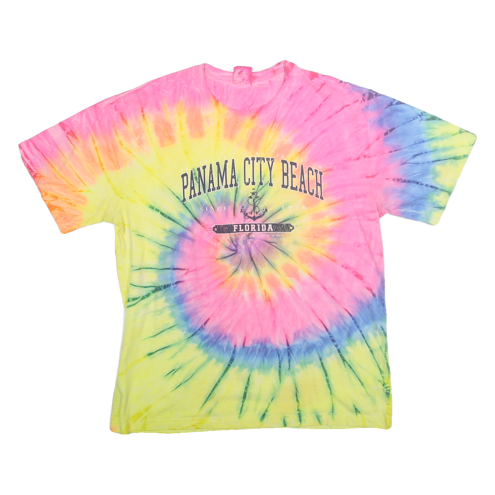 DREAMSICLE Mens Yellow & Pink Tie Dye T-Shirt 2XL Short Sleeve Crew Neck Panama Refurbished - N/A refurbished available on Cerqular