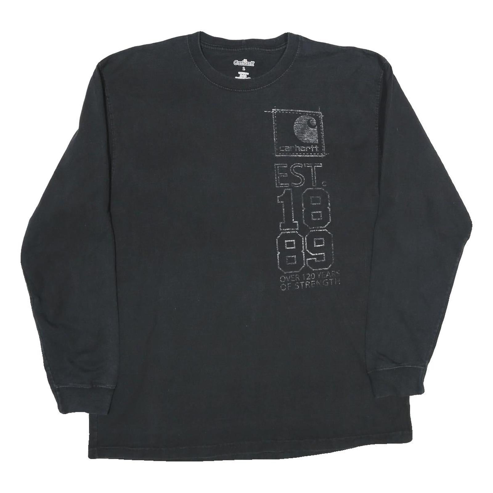 CARHARTT Mens Black Logo Print T-Shirt L Long Sleeve Crew Neck Casual Wear Refurbished - N/A refurbished available on Cerqular