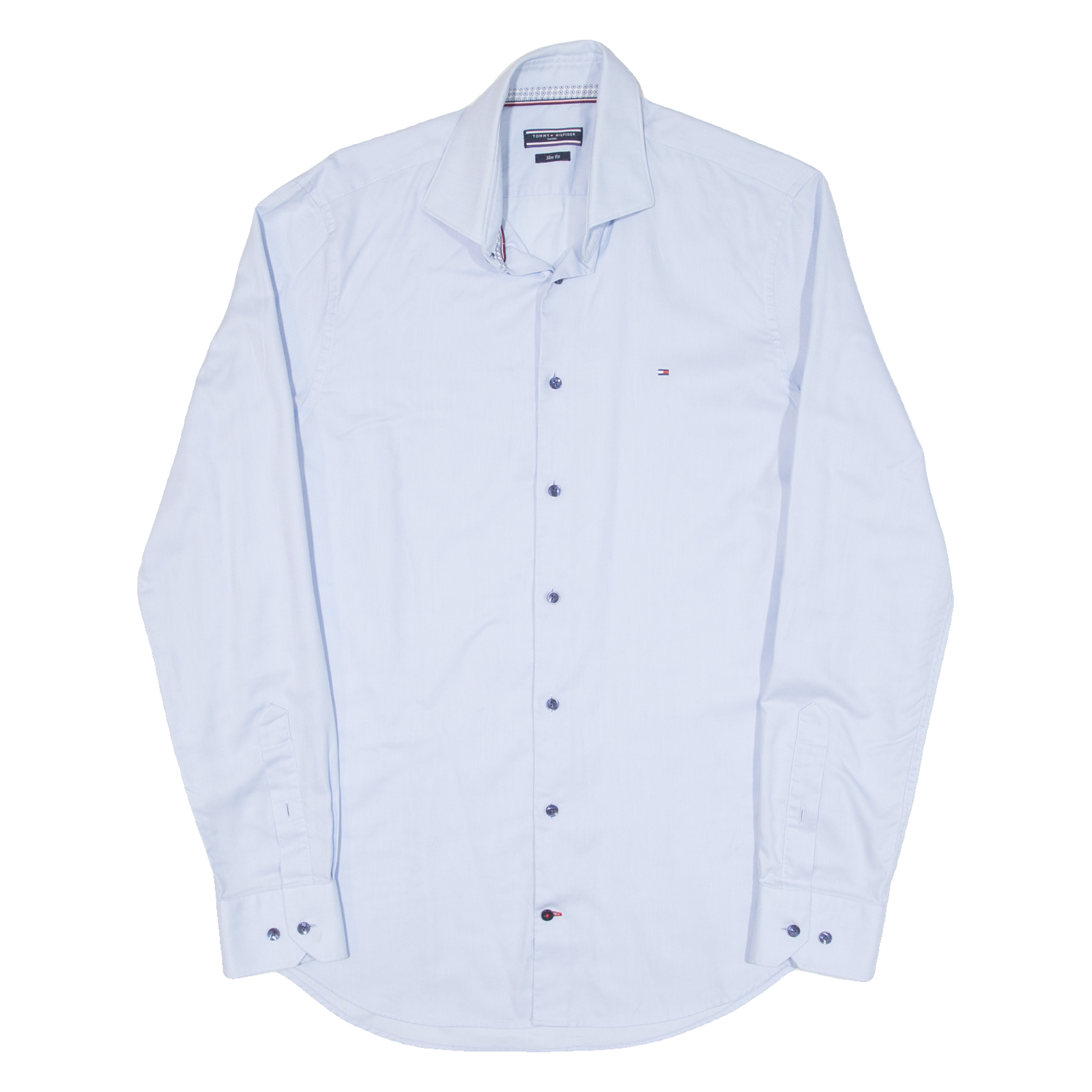 TOMMY HILFIGER Slim Fit Mens Plain Shirt Blue Long Sleeve M Refurbished - N/A refurbished available on Cerqular