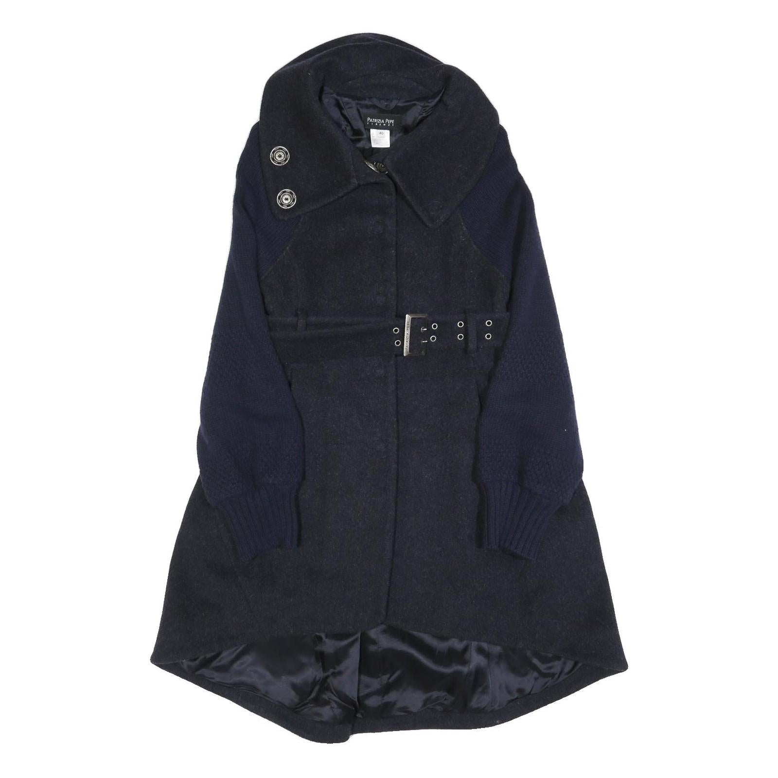 PATRIZIA PEPE Womens Navy & Black Wool Blend Button Jacket XS Refurbished - N/A refurbished available on Cerqular