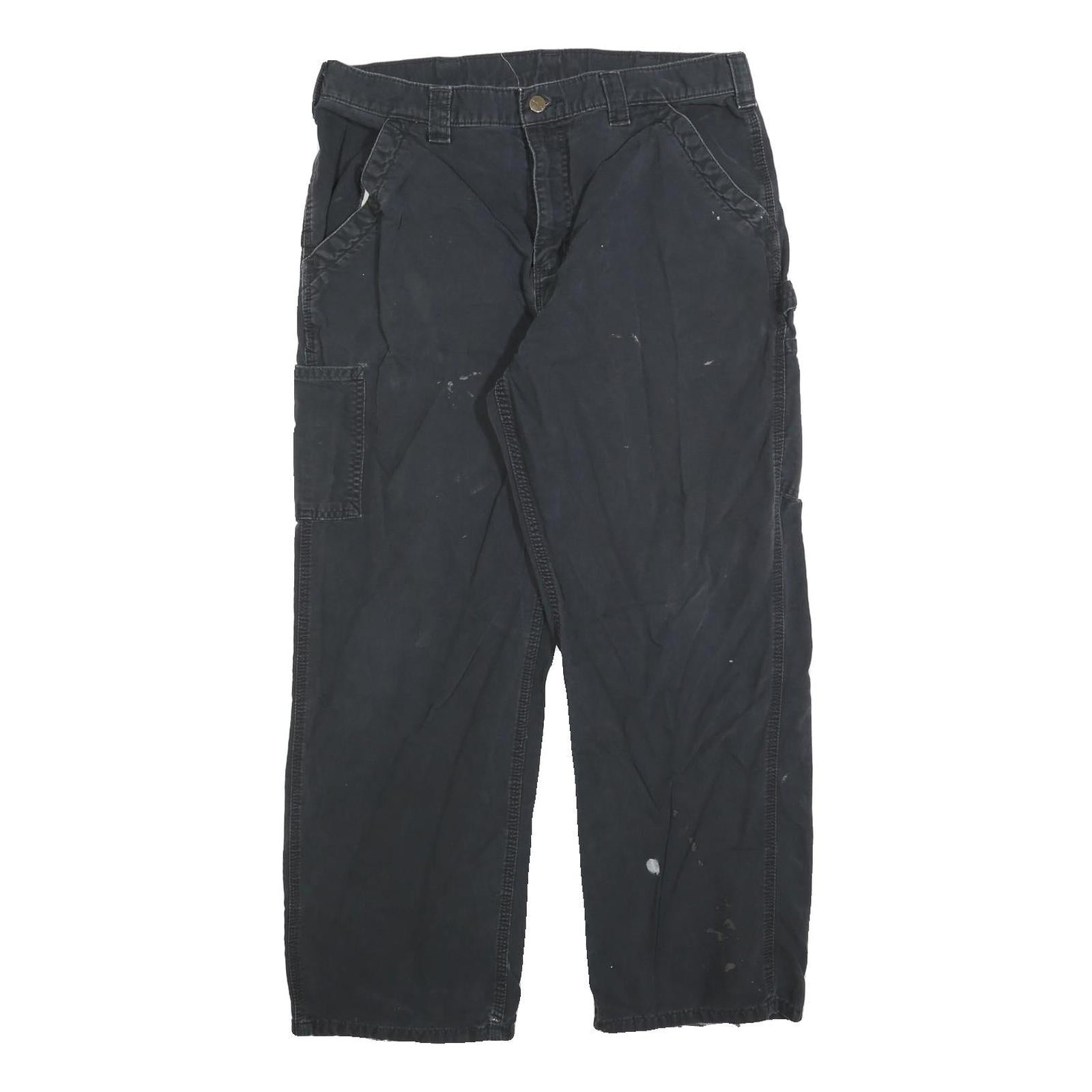 CARHARTT Mens Cotton Blend Black Regular Fit Straight Leg Trousers W36 L30 Refurbished - N/A refurbished available on Cerqular