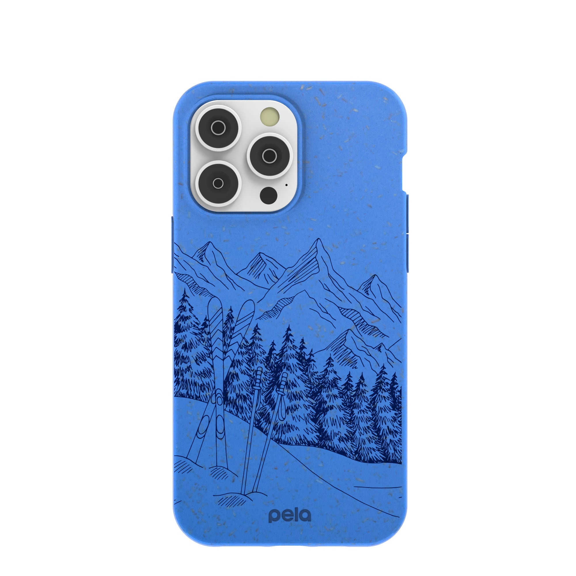 Electric Blue Backcountry Ski iPhone 14 Pro Max Case Refurbished - Pela Case refurbished available on Cerqular