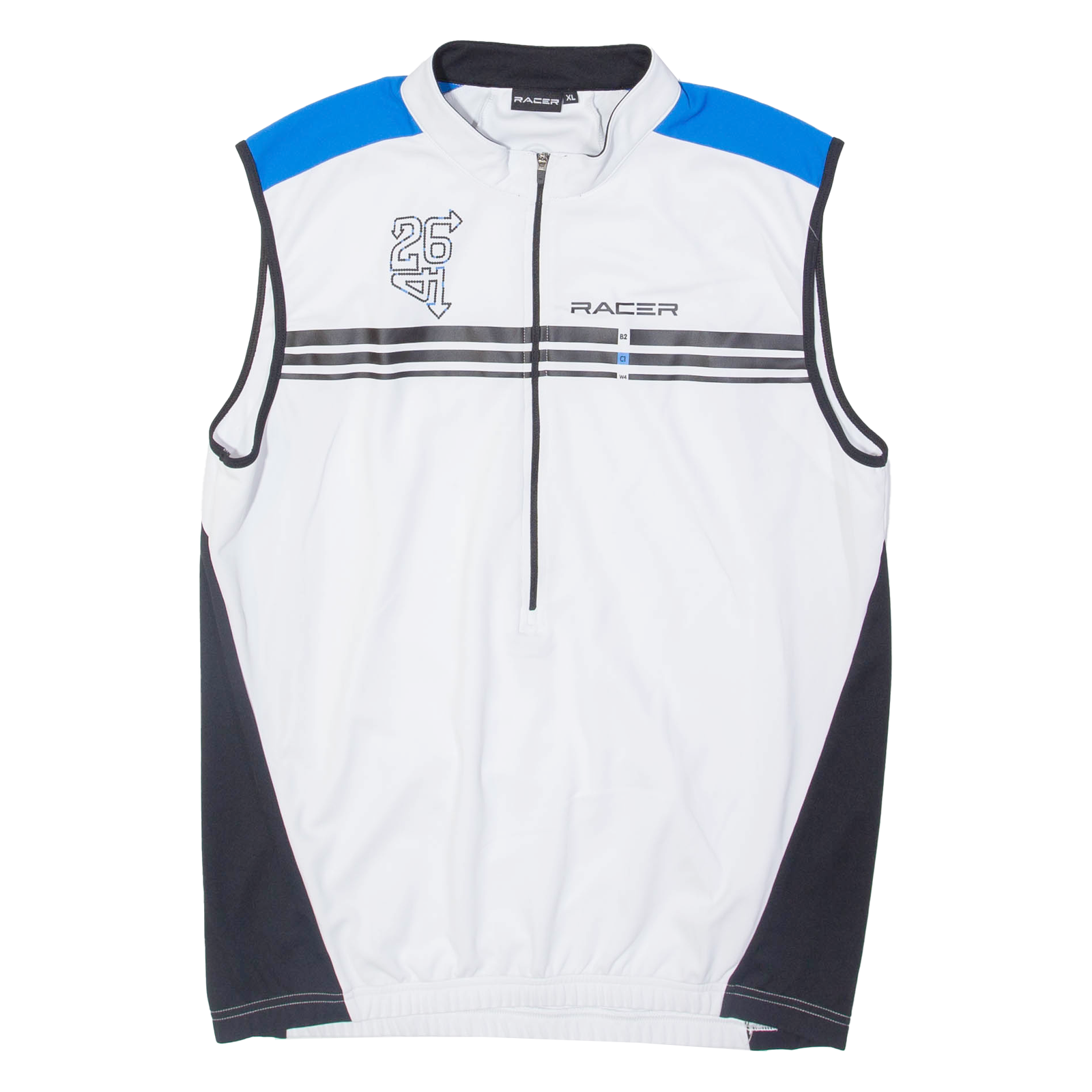 RACER Cycling Mens Jersey White Sleeveless 1/2 Zip XL Refurbished - N/A refurbished available on Cerqular
