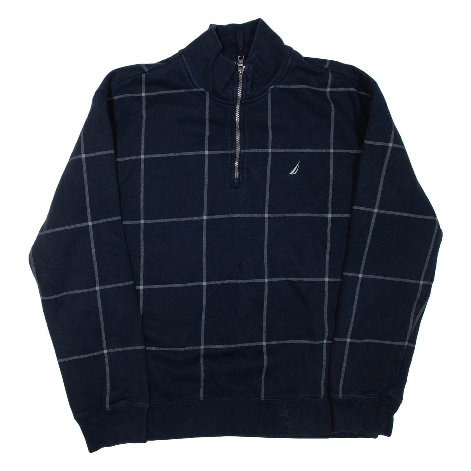 NAUTICA Mens Patterned Jumper Blue 1/4 Zip Tight Knit XL Refurbished - N/A refurbished available on Cerqular