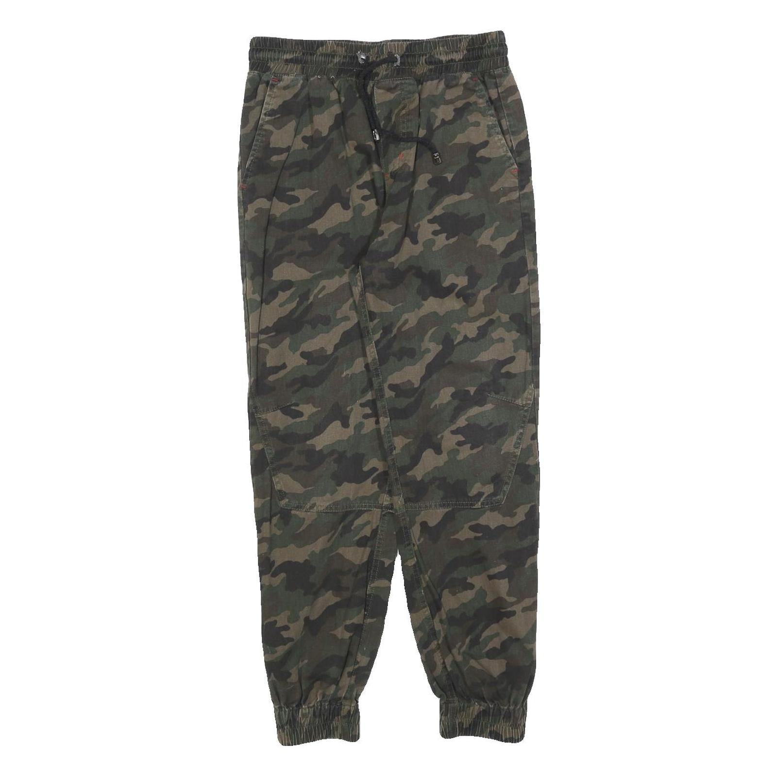 BCKJ Mens Slim Cotton Blend Green Camouflage Trousers W26 L26 Drawstring Casual Refurbished - N/A refurbished available on Cerqular
