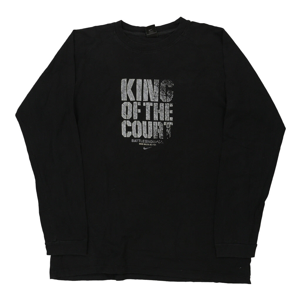 King Of The Court Nike Long Sleeve T-Shirt - XL Black Cotton Refurbished - Thrifted (note: this is a term often used to describe second- refurbished available on Cerqular