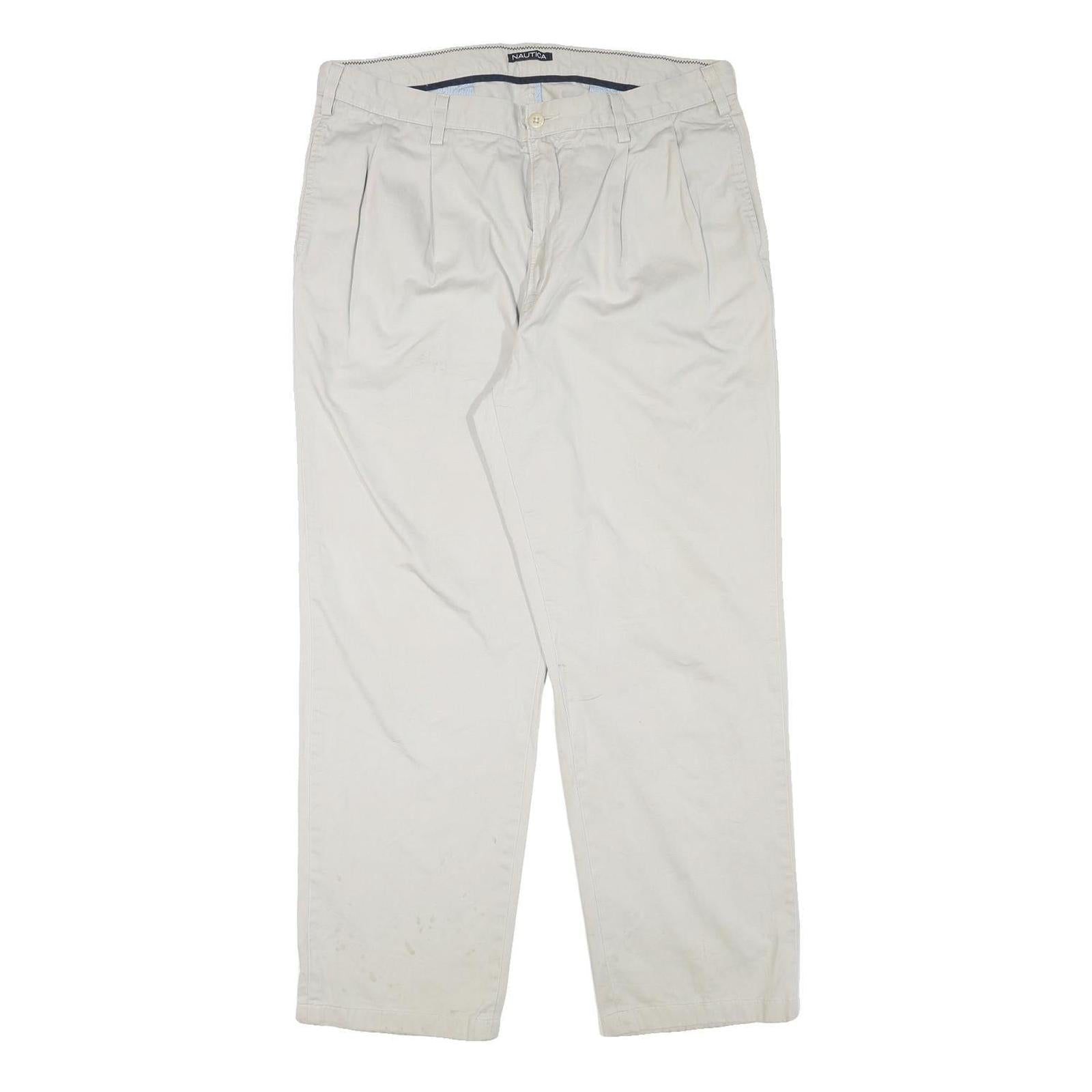 NAUTICA Mens Cotton Blend Beige Relaxed Straight Trousers W36 L30 Casual Refurbished - N/A refurbished available on Cerqular