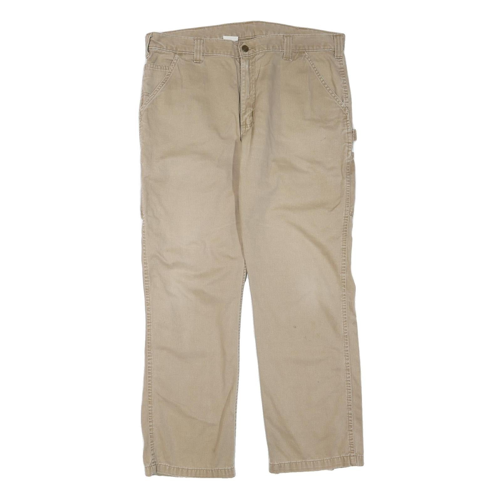 CARHARTT Mens Cotton Blend Beige Regular Straight Trousers W38 L31 Workwear Refurbished - N/A refurbished available on Cerqular