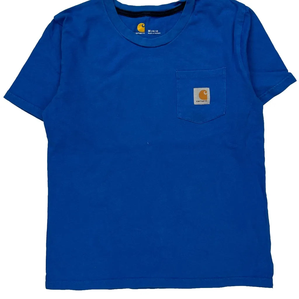 Age 10-12 Carhartt T-Shirt - Medium Blue Cotton Refurbished - Thrifted (note: this is a term often used to describe second- refurbished available on Cerqular
