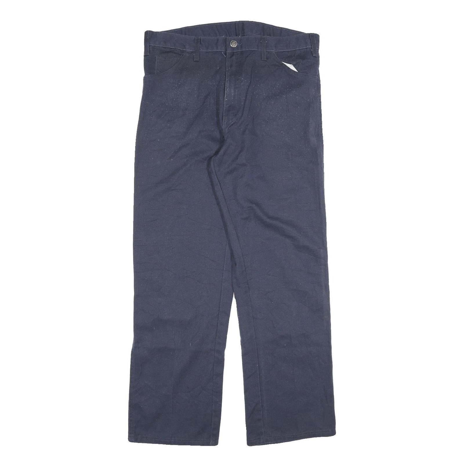 DICKIES Mens Cotton Blend Blue Regular Straight Trousers W34 L30 Workwear Zip Refurbished - N/A refurbished available on Cerqular