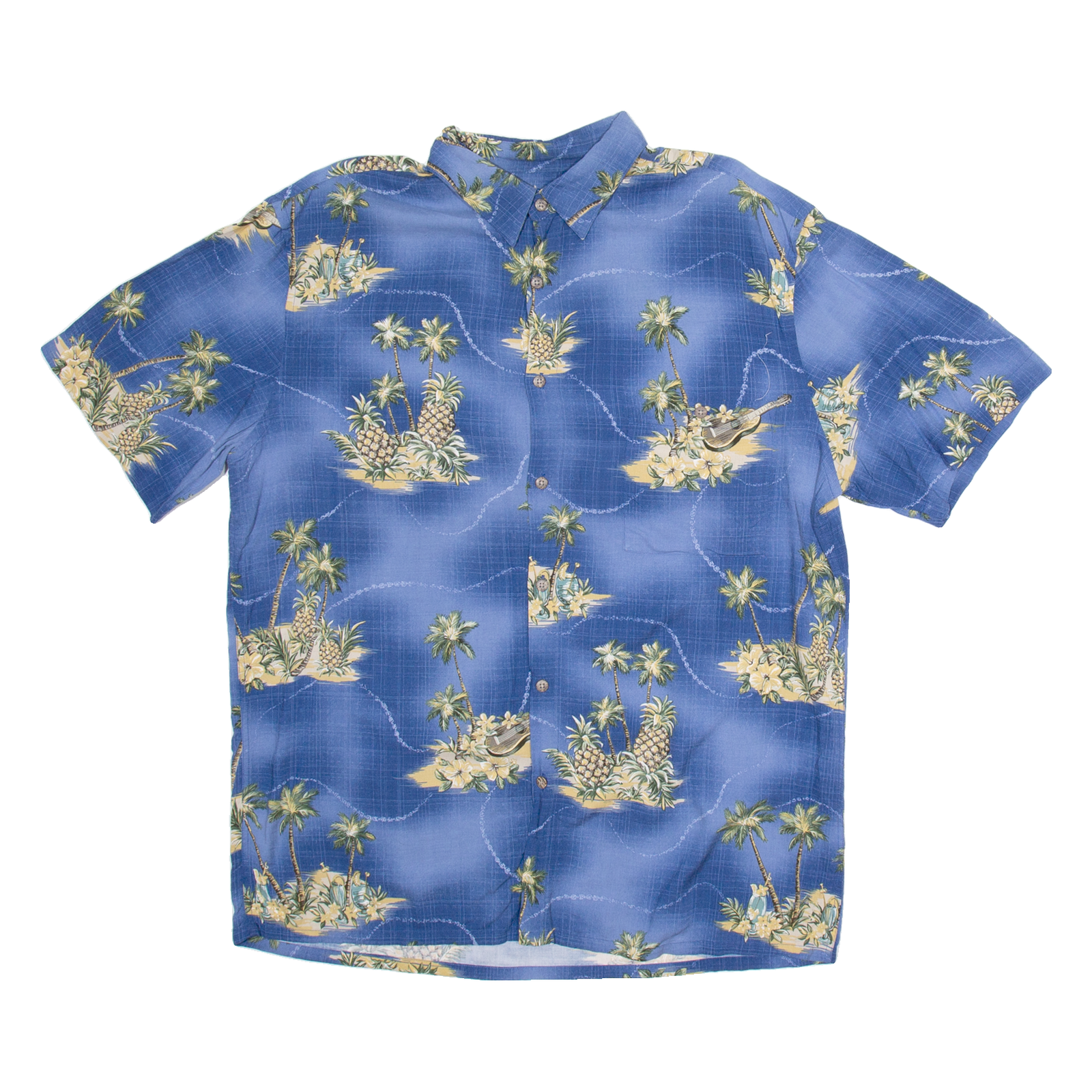 ISLAND SHORES Mens Hawaiian Shirt Blue Crazy Pattern L Refurbished - N/A refurbished available on Cerqular