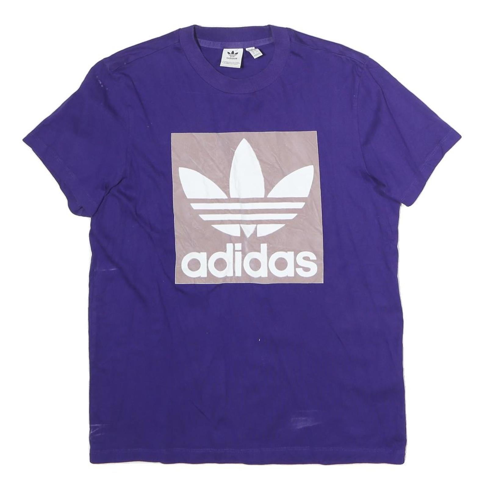 ADIDAS Womens Purple Cotton Graphic T-Shirt UK 10 Short Sleeve Crew Neck Branded Refurbished - N/A refurbished available on Cerqular