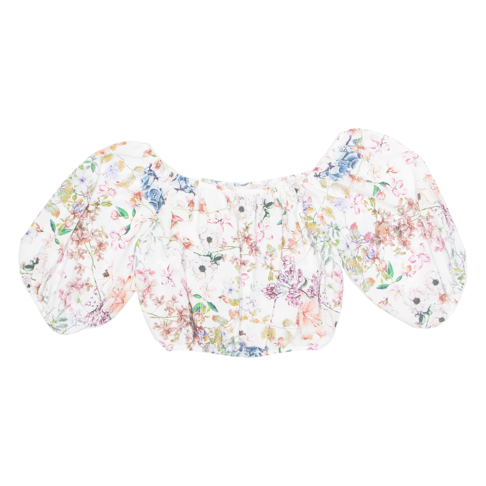 Cropped Womens Off Shoulder Blouse Beige Floral M Refurbished - N/A refurbished available on Cerqular