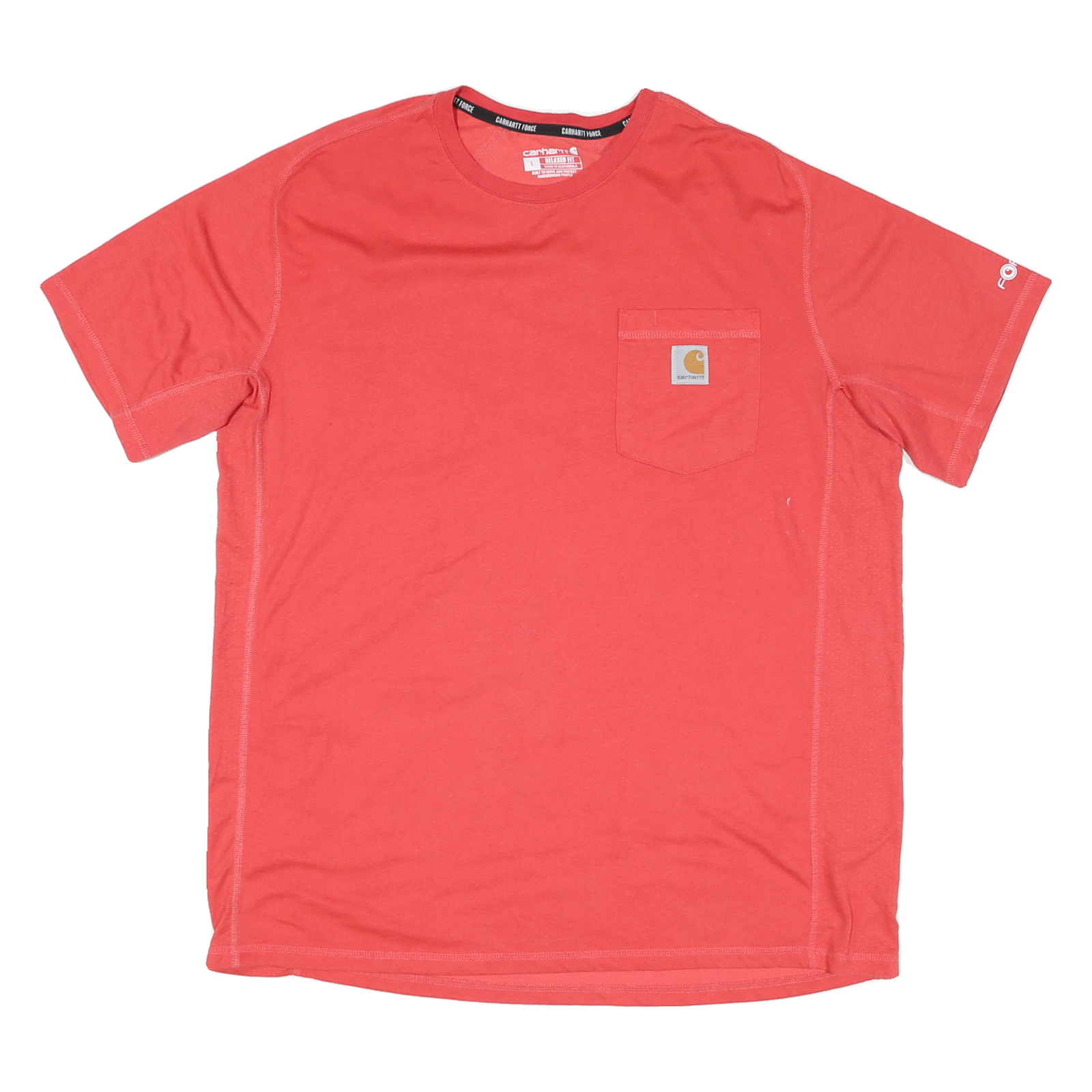 CARHARTT Mens Red T-Shirt Pocket L Short Sleeve Crew Neck Cotton Blend Refurbished - N/A refurbished available on Cerqular