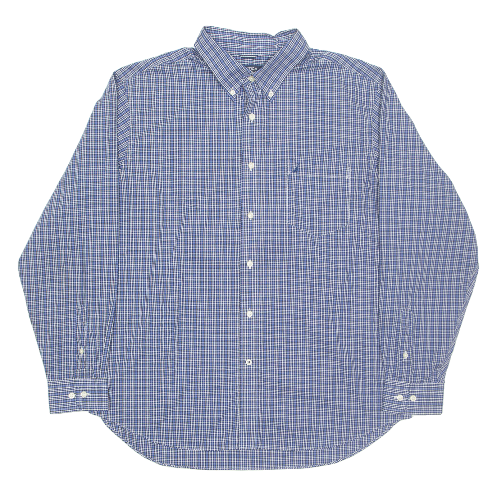 NAUTICA Mens Shirt Blue Check Long Sleeve XL Refurbished - N/A refurbished available on Cerqular