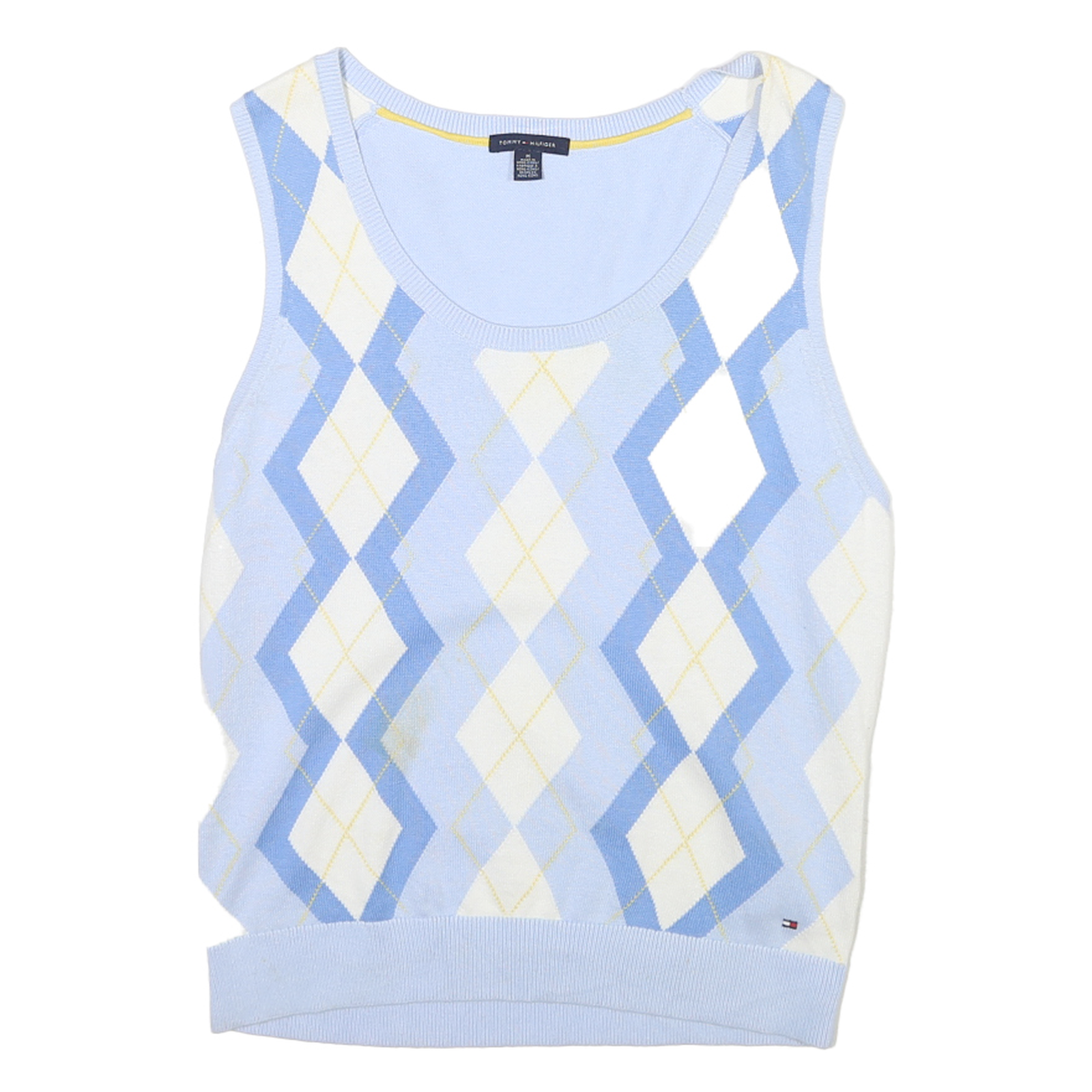 TOMMY HILFIGER Mens Blue & White Patterned Cotton Sleeveless Pullover Jumper M Refurbished - N/A refurbished available on Cerqular