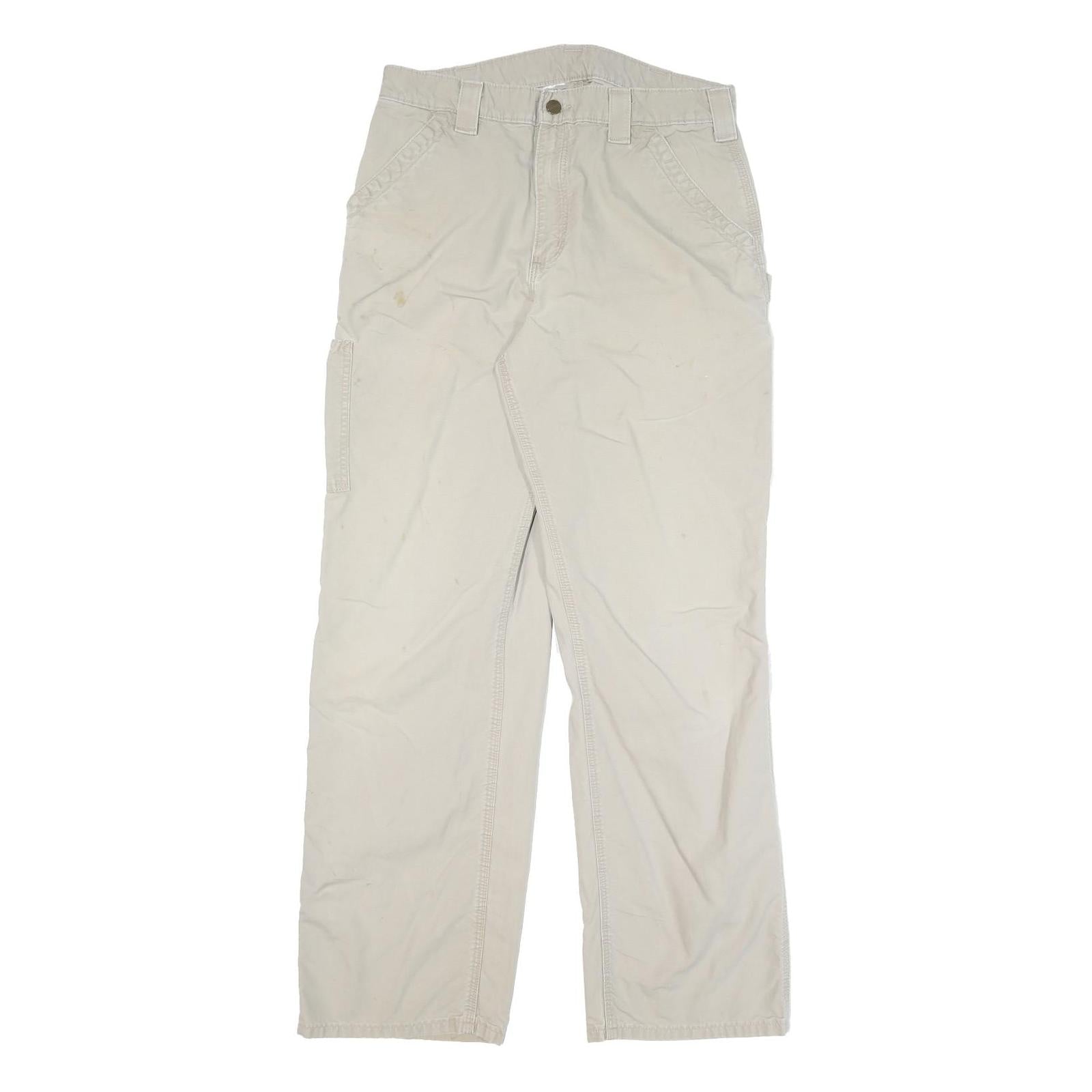 CARHARTT Mens Regular Fit Beige Cotton Blend Trousers W30 L31 Workwear Casual Refurbished - N/A refurbished available on Cerqular