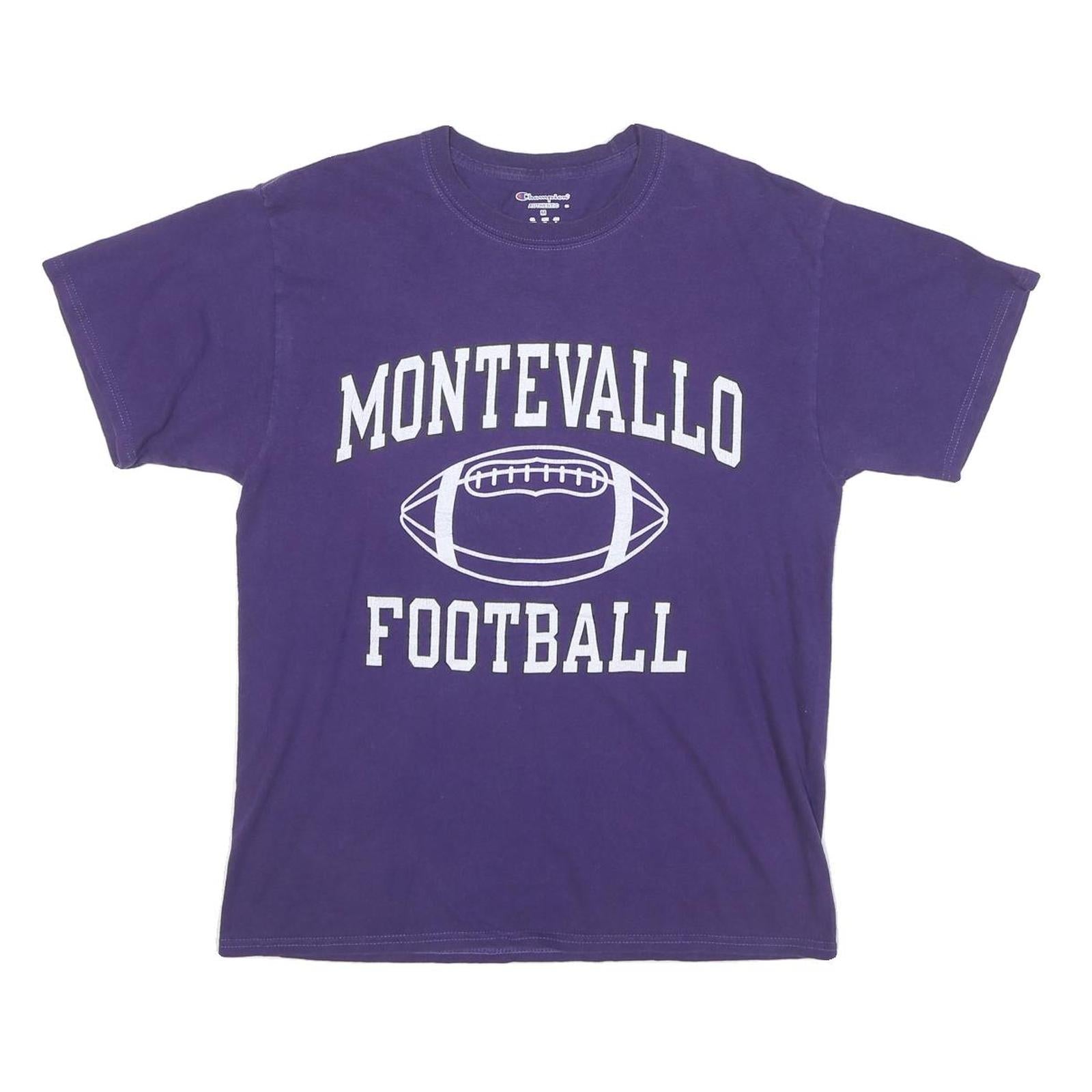 CHAMPION Mens Purple Montevallo Football Graphic T-Shirt M Short Sleeve Crew Refurbished - N/A refurbished available on Cerqular