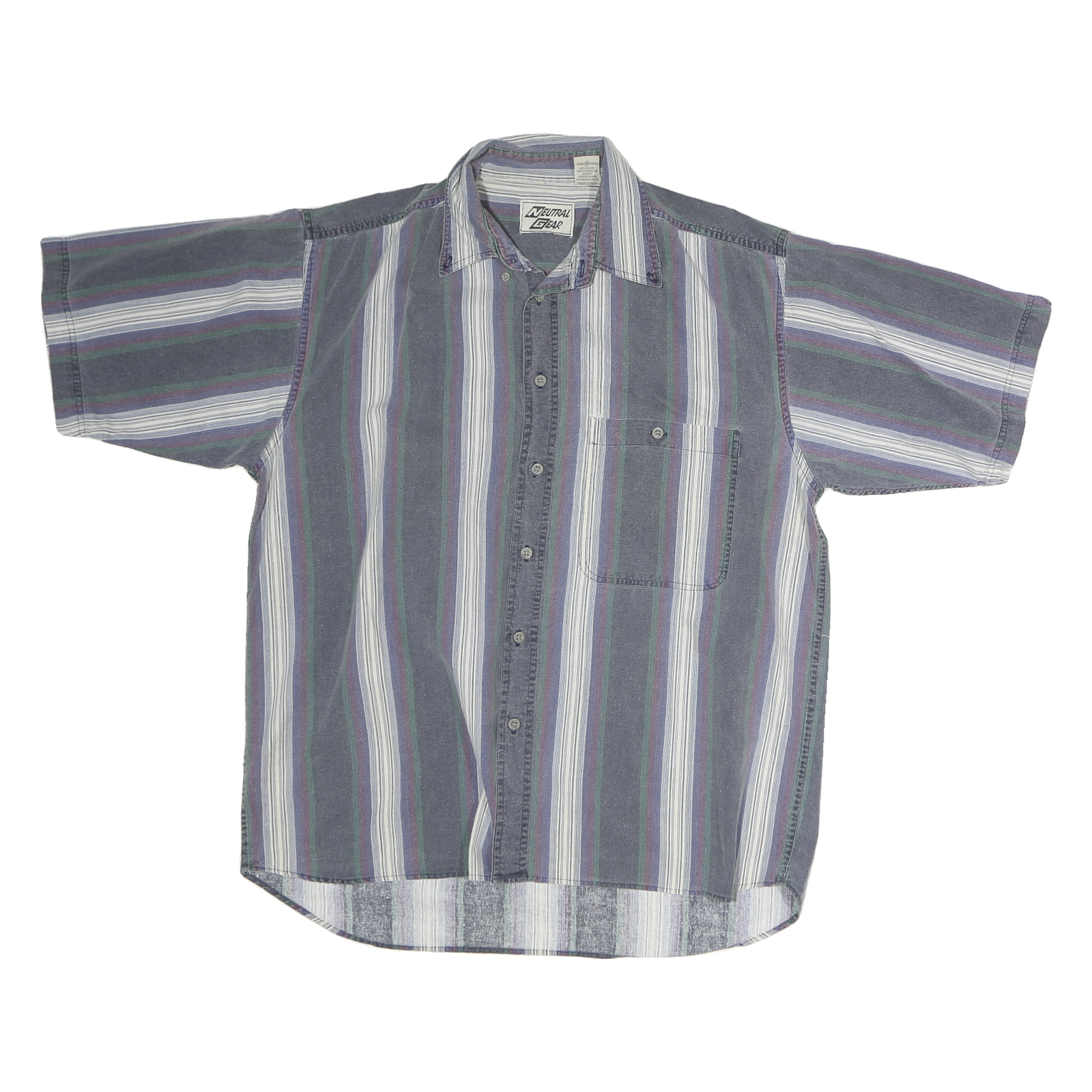 NEUTRAL GEAR Mens Blue & White Striped Shirt M Casual Cotton Summer Short Sleeve Refurbished - N/A refurbished available on Cerqular