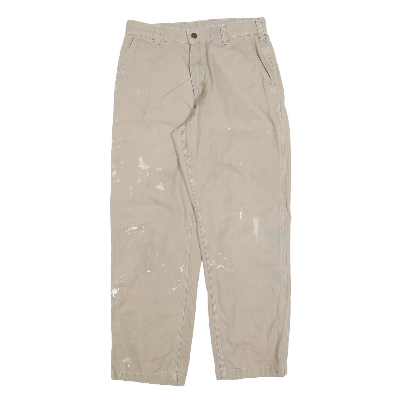CARHARTT Mens Cotton Blend Beige Relaxed Straight Trousers W32 L30 Workwear Refurbished - N/A refurbished available on Cerqular