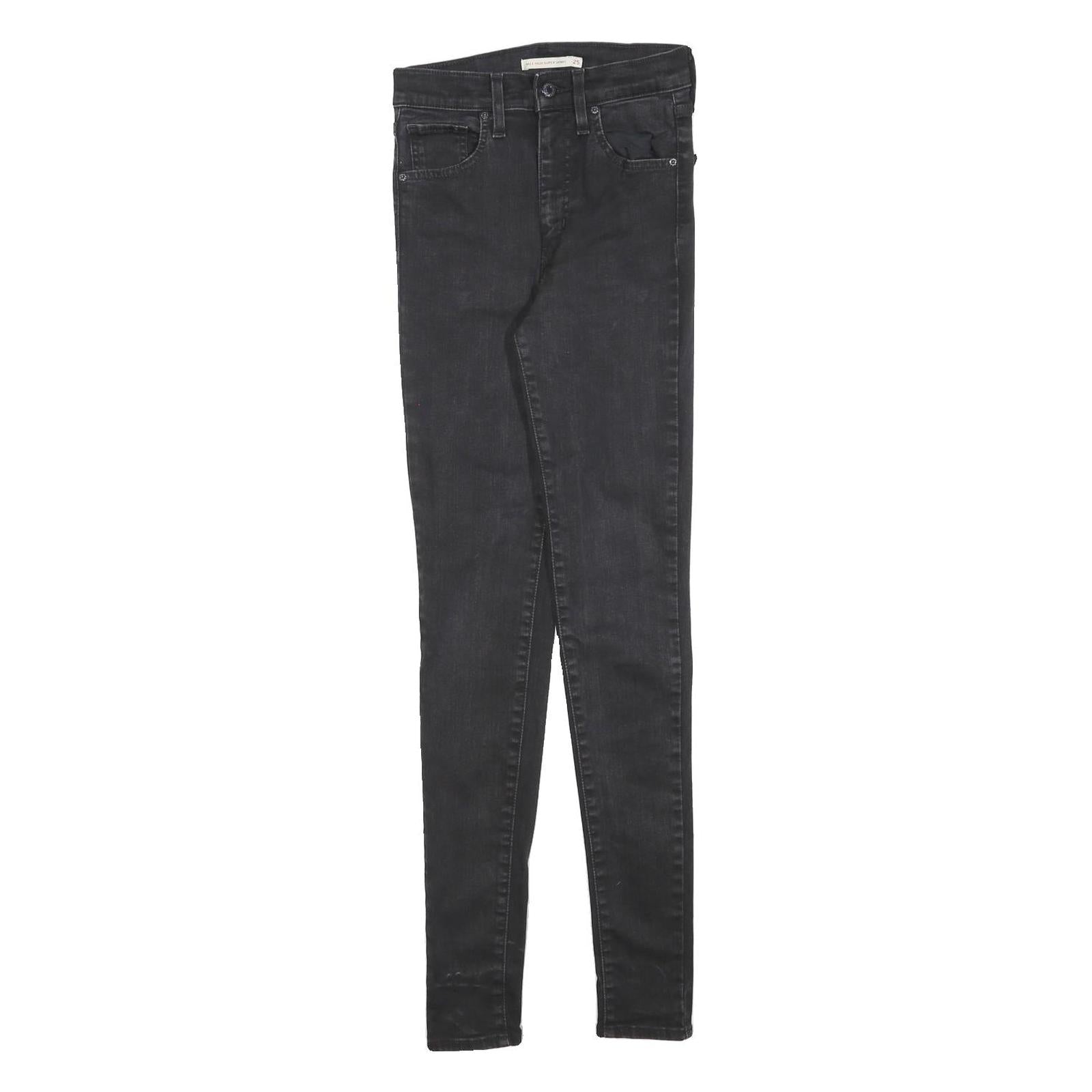 LEVI'S Womens Black Slim Skinny Denim W25 L32 Zip Cotton Blend Stretch Jeans Refurbished - N/A refurbished available on Cerqular