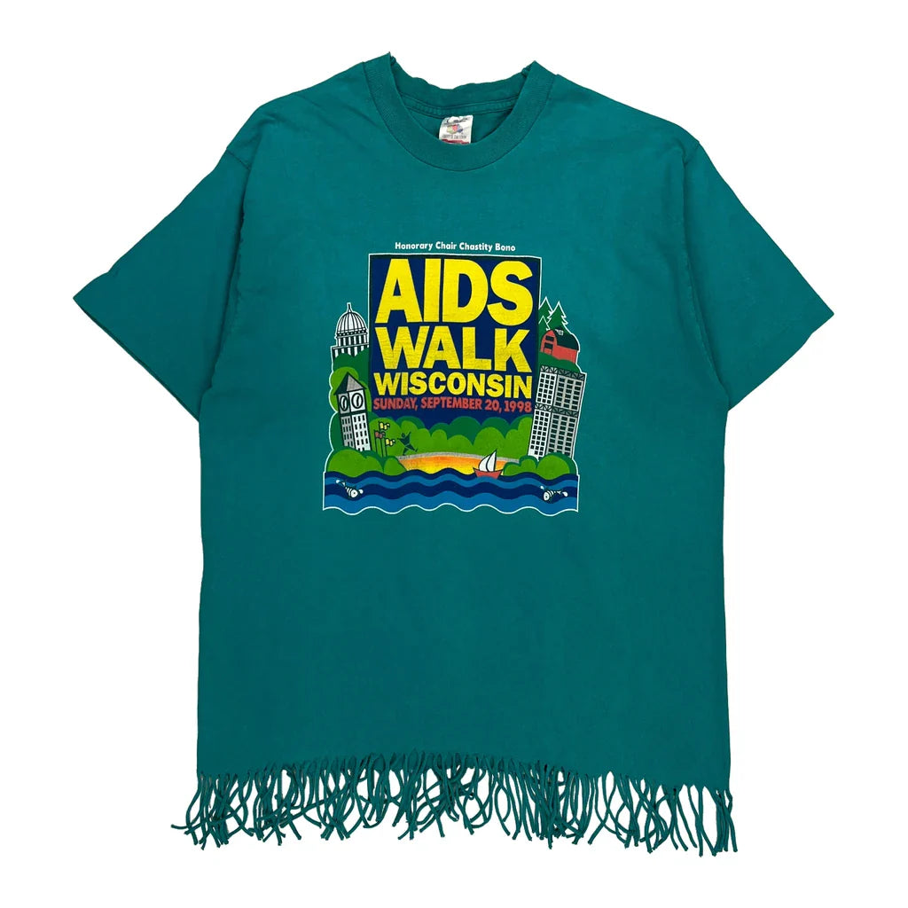 Buy Aids Walk Wisconsin Fruit Of The Loom Single Stitch T-Shirt - Large Green Cotton Refurbished - $29.47 Aids Walk Wisconsin Fruit Of The Loom Single Stitch T-Shirt - Large Green Cotton Refurbished - Thrifted (note: this is a term often used to describe second- refurbished available on Cerqular