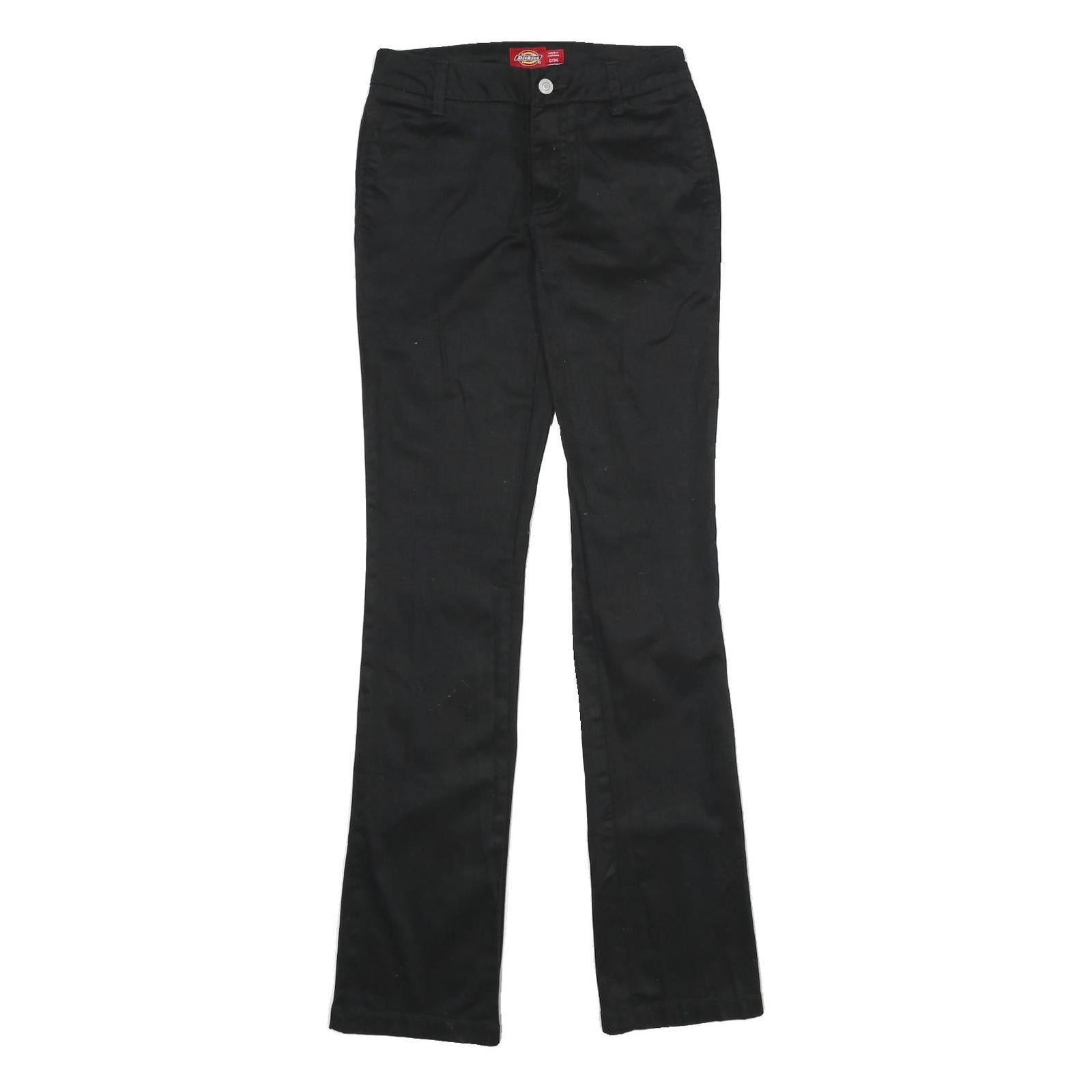 DICKIES Womens Black Regular Fit Straight Leg Trousers W24 L32 Cotton Blend Zip Refurbished - N/A refurbished available on Cerqular