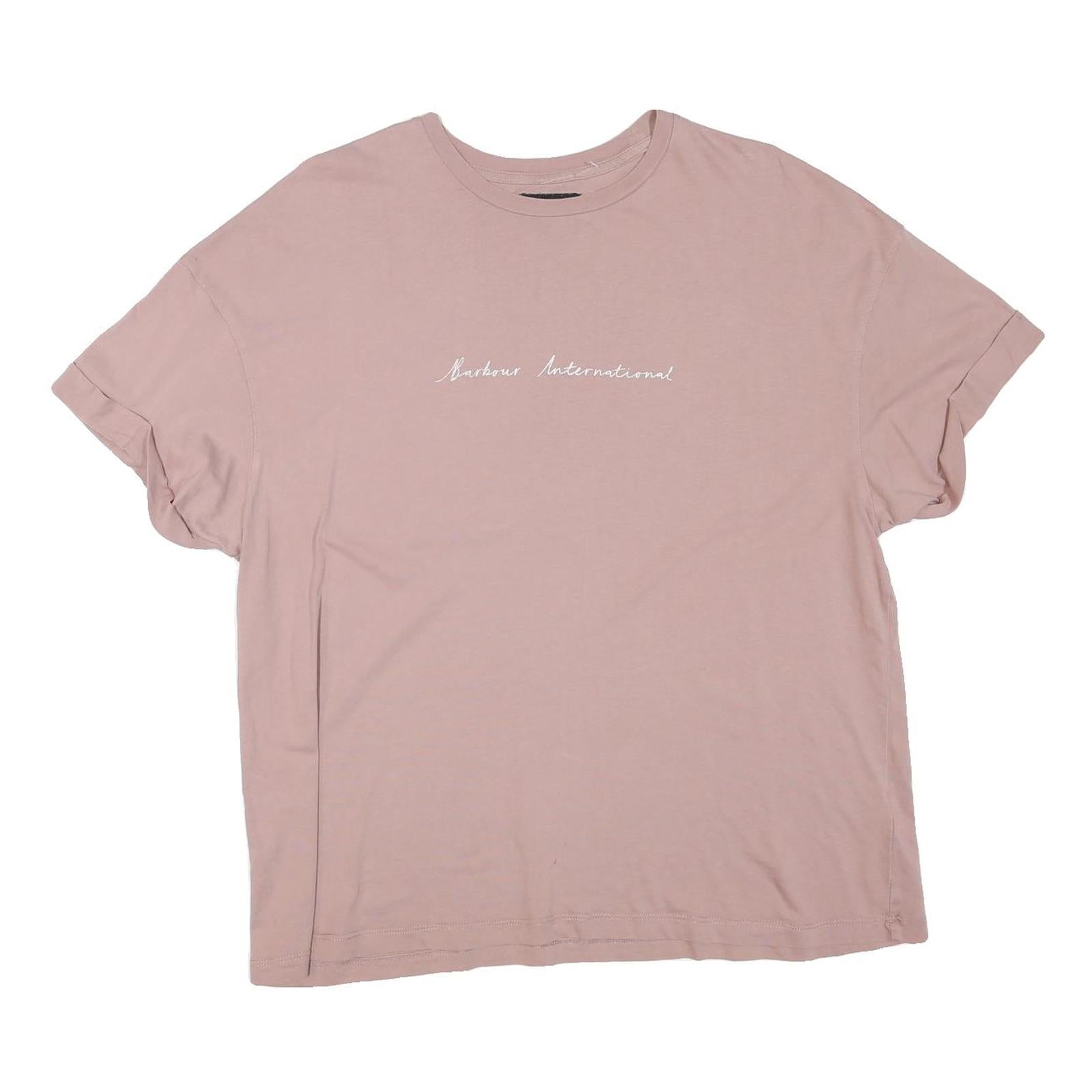BARBOUR INTERNATIONAL Womens Pink Graphic T-Shirt UK 16 Short Sleeve Crew Neck Refurbished - N/A refurbished available on Cerqular