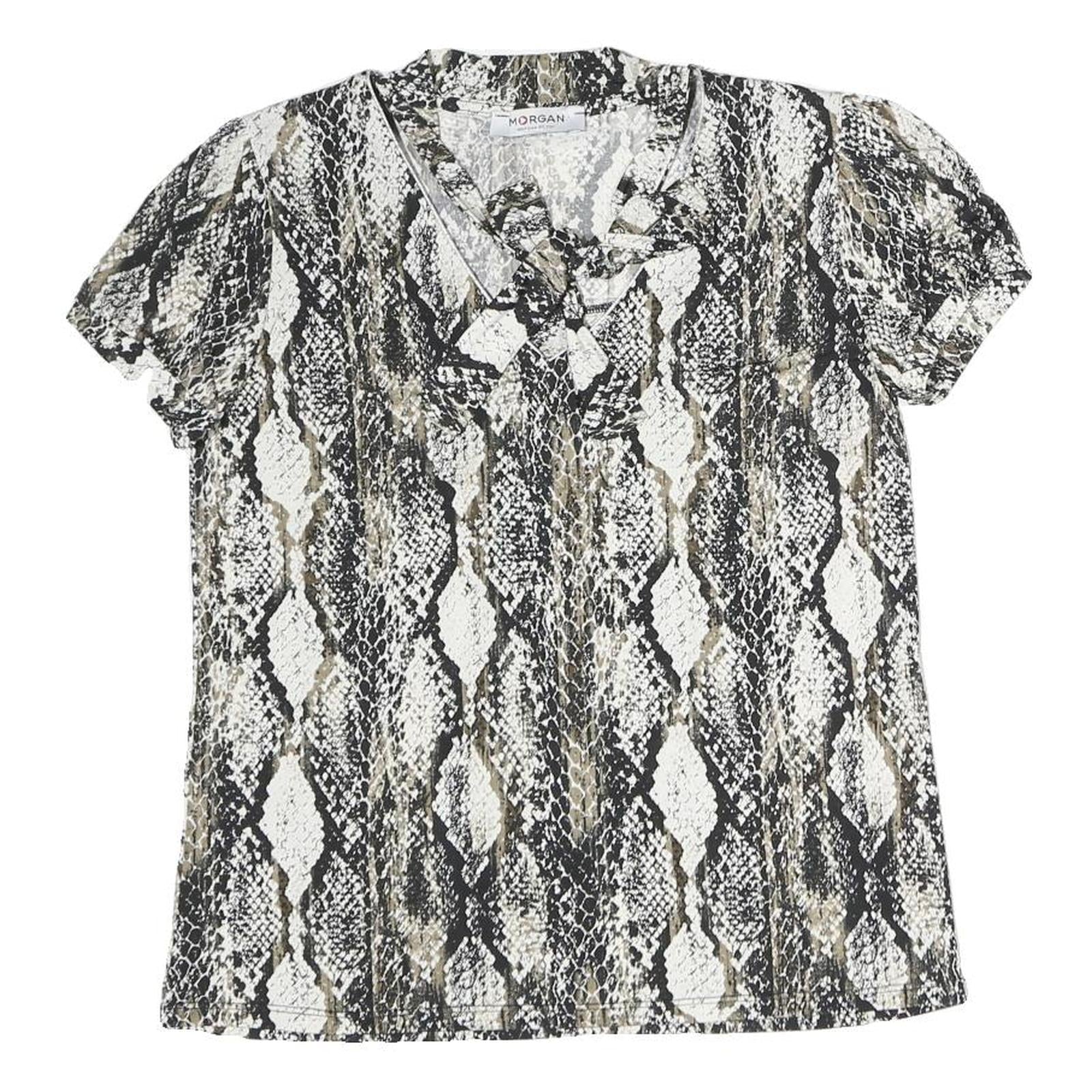 Buy MORGAN Y2K Womens Black Beige Print Top Short Sleeve V-Neck M Stylish Polyester Refurbished - $18.19 MORGAN Y2K Womens Black Beige Print Top Short Sleeve V-Neck M Stylish Polyester Refurbished - N/A refurbished available on Cerqular