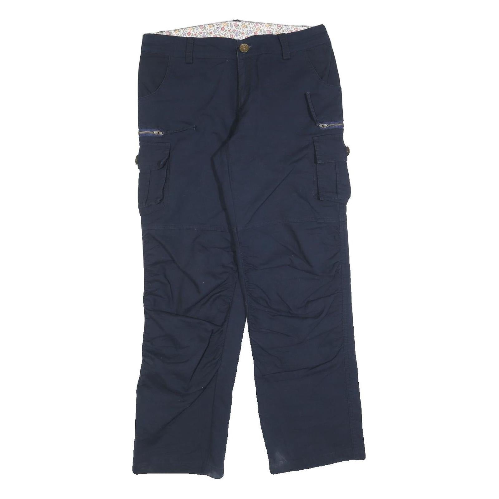 EDEN ONE Womens Regular Fit Navy Cotton Blend Cargo Trousers W30 L28 Utility Zip Refurbished - N/A refurbished available on Cerqular