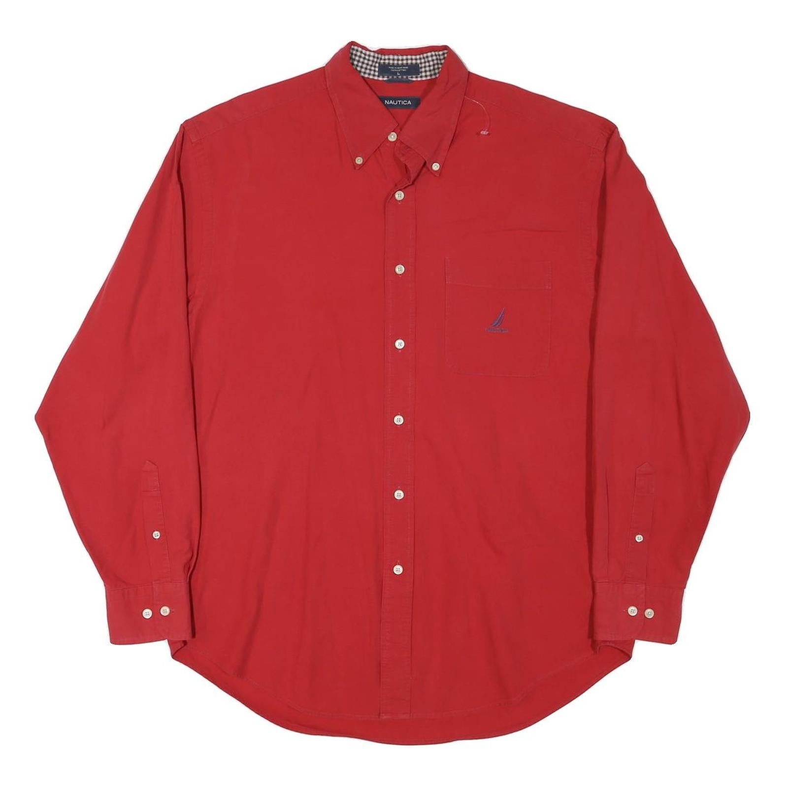 TOMMY HILFIGER Mens Red Cotton Blend Shirt L Button Down Classic Fit Casual Refurbished - N/A refurbished available on Cerqular