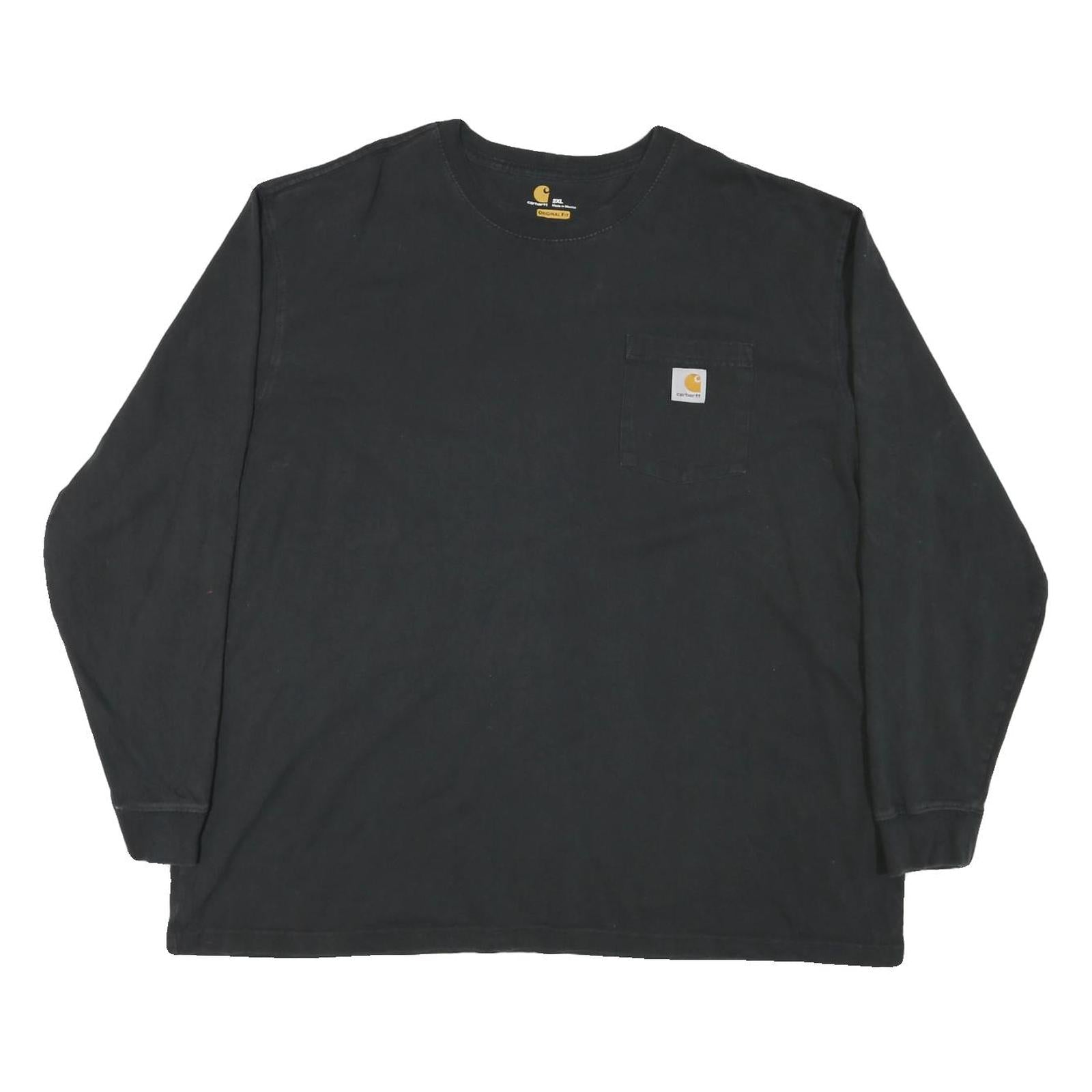 CARHARTT Mens Black Long Sleeve Crew Neck Pocket T-Shirt 2XL Cotton Blend Refurbished - N/A refurbished available on Cerqular