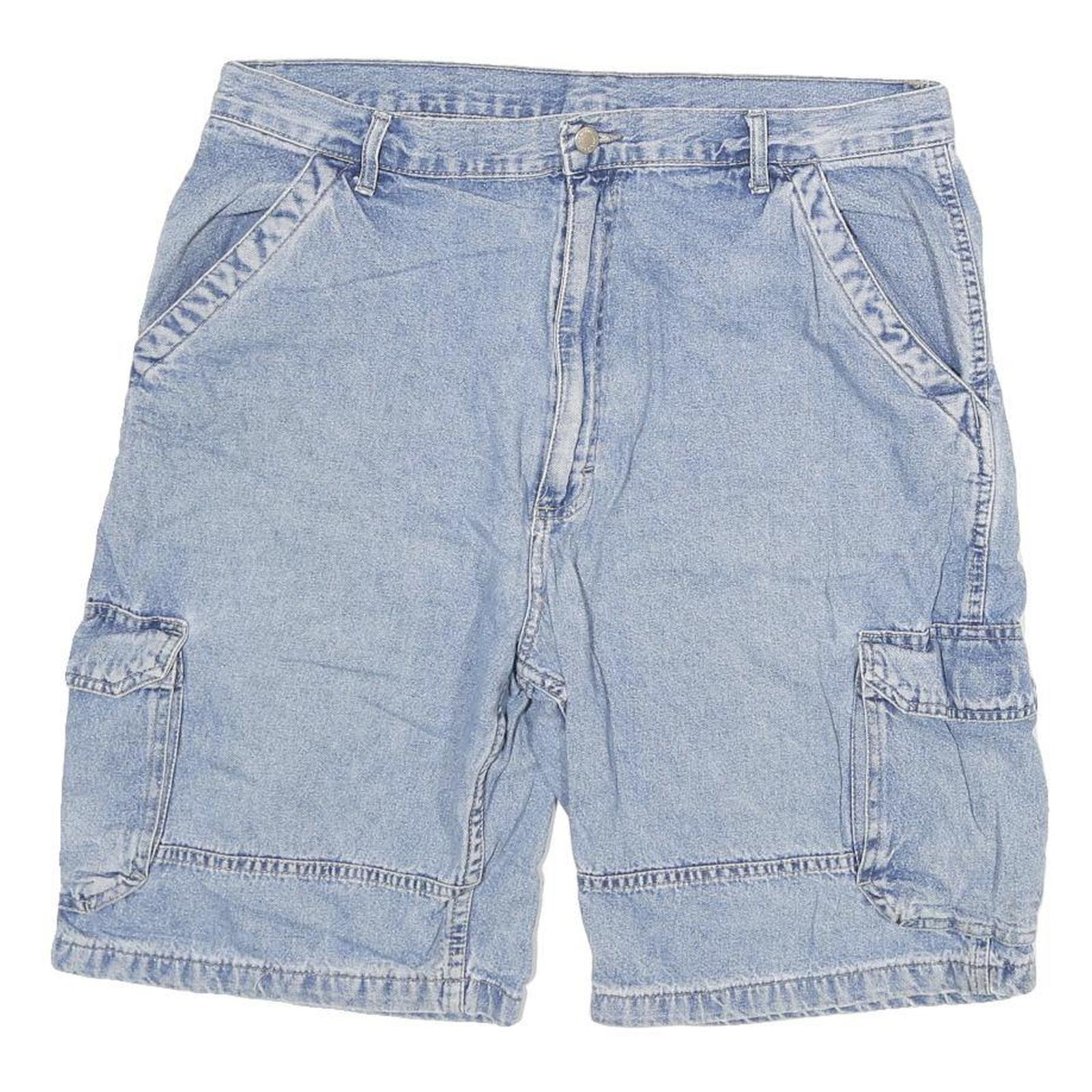 Mens Light Blue Denim Cargo Shorts XL W34 Casual Cotton Blend Pockets Refurbished - N/A refurbished available on Cerqular