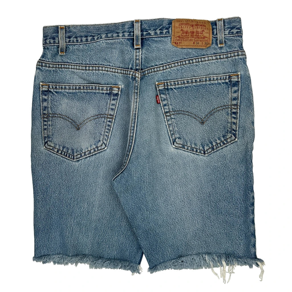 Levis Denim Shorts - 32W 9L Light Wash Denim Refurbished - Thrifted (note: this is a term often used to describe second- refurbished available on Cerqular