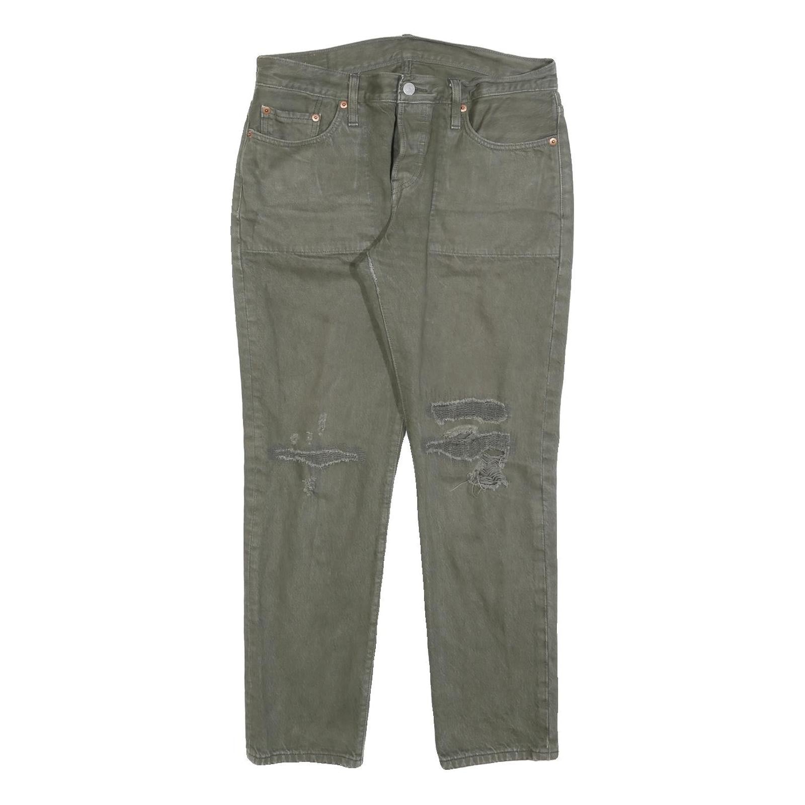 LEVI'S 501CT Womens Jeans Green Classic Straight Denim Rinse W32 L28 Distressed Refurbished - N/A refurbished available on Cerqular