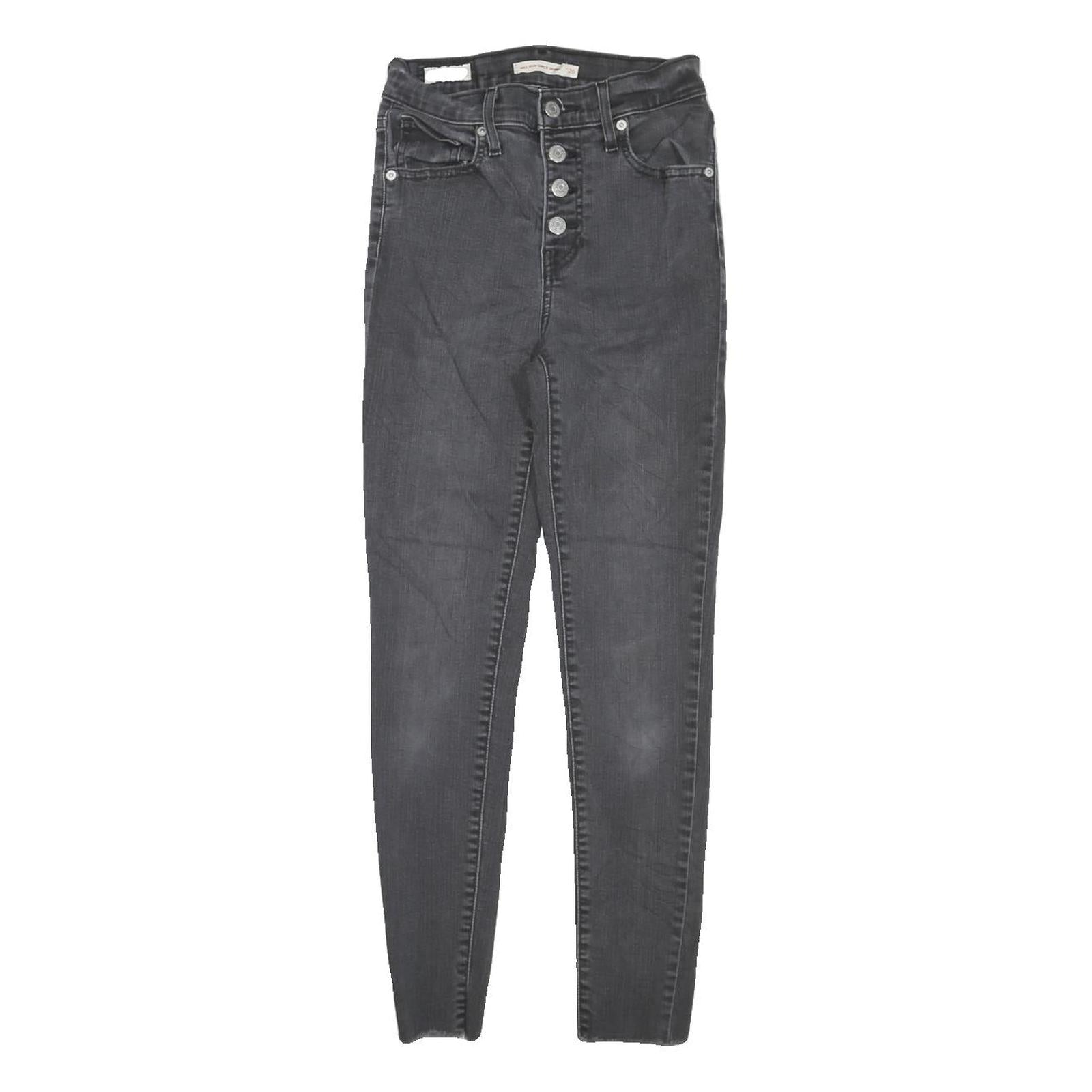 LEVI'S Womens Black Regular Skinny Denim Raw W26 L26 Button Fly Jeans Refurbished - N/A refurbished available on Cerqular