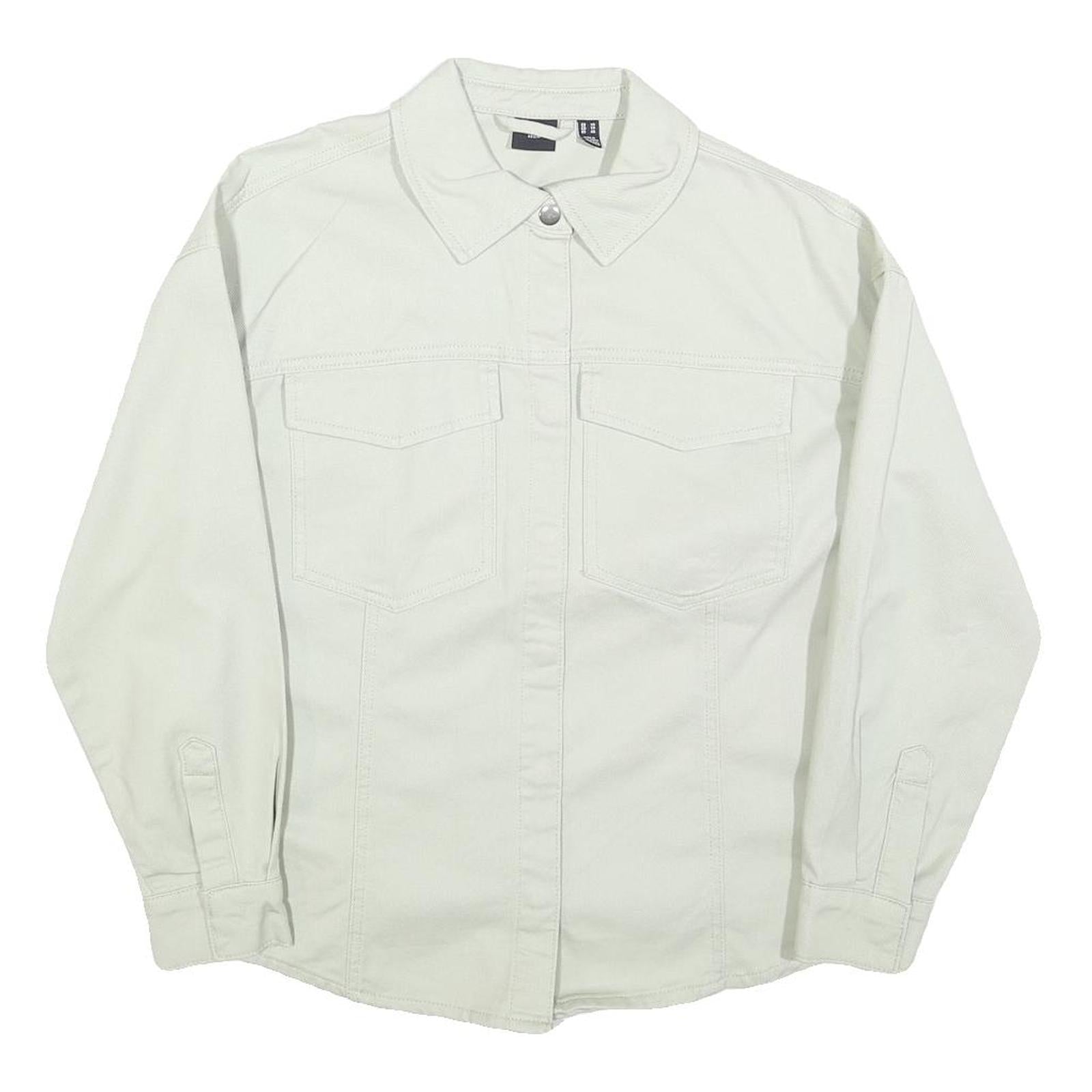 VERO MODA Womens White Button Cotton Blend Jacket XS Plain Classic Shirt Style Refurbished - N/A refurbished available on Cerqular