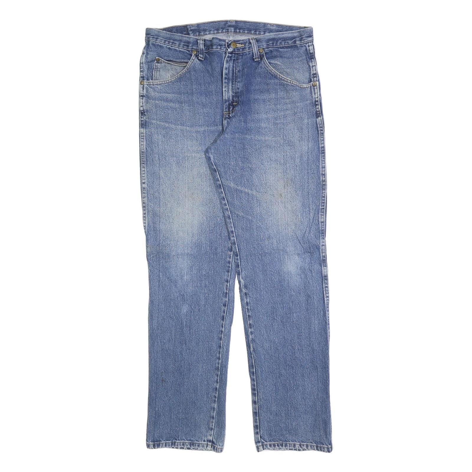 WRANGLER Mens Regular Fit Blue Denim Jeans W34 L32 Classic Cotton Blend Zip Refurbished - N/A refurbished available on Cerqular