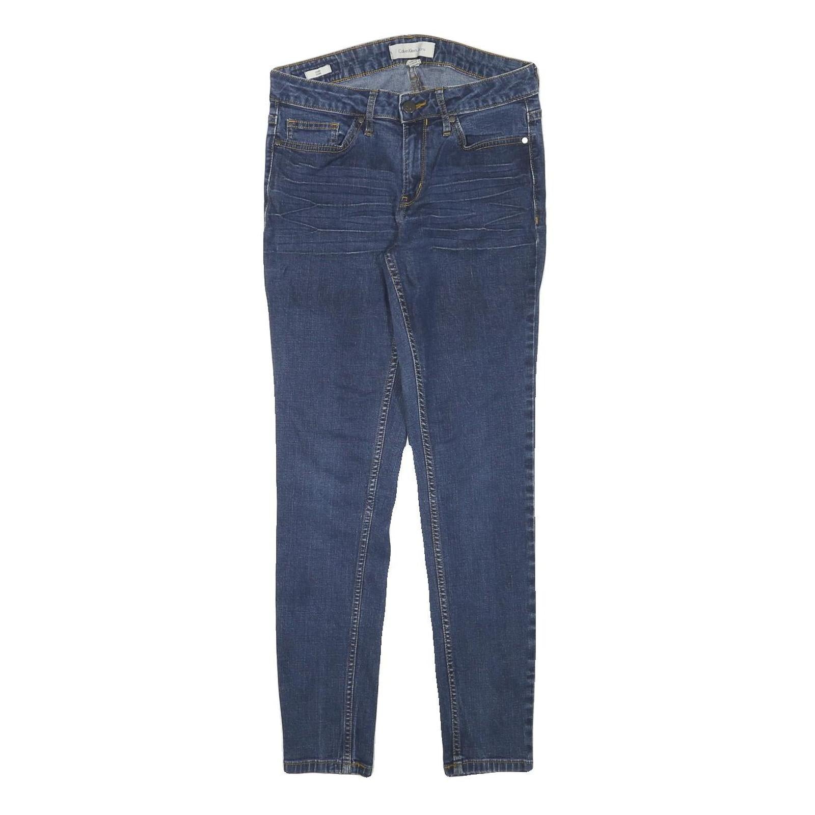 CALVIN KLEIN JEANS Womens Slim Blue Denim Slim Jeans W26 L28 Stretch Zip Refurbished - N/A refurbished available on Cerqular