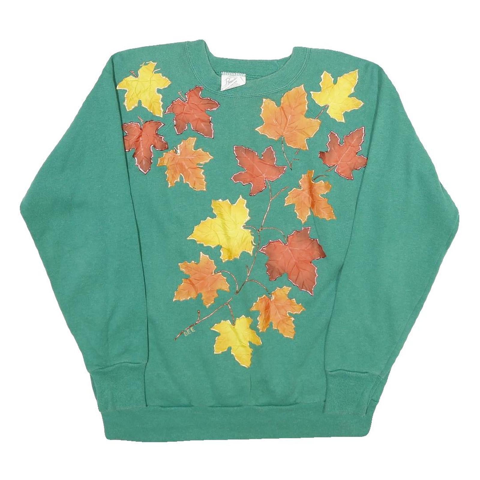 HANES Womens Green Sweatshirt L Cotton Blend Crew Neck Pullover Autumn Leaves Refurbished - N/A refurbished available on Cerqular