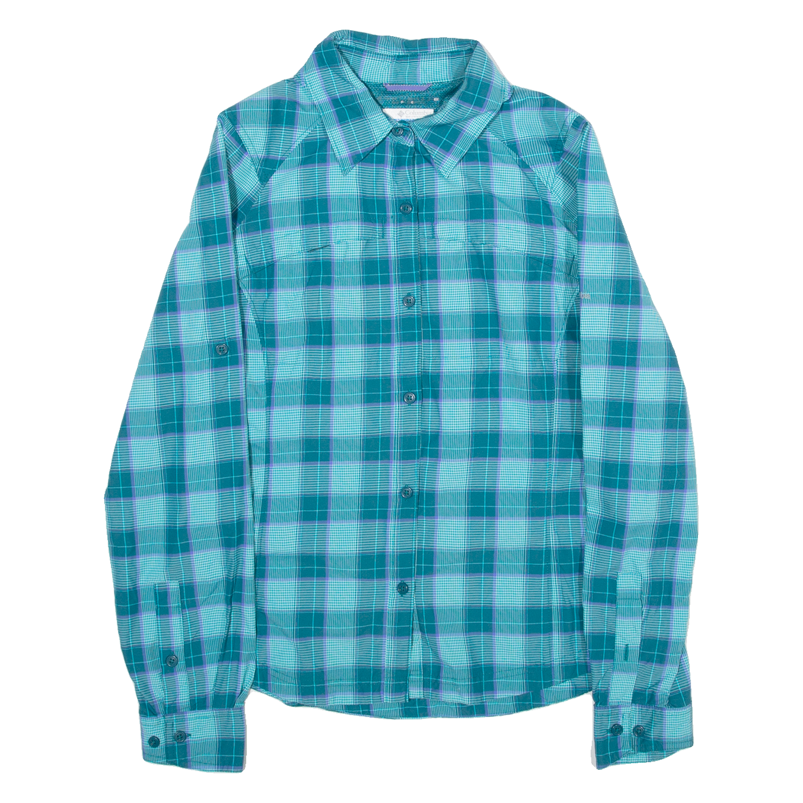 COLUMBIA Womens Shirt Green Check Long Sleeve S Refurbished - N/A refurbished available on Cerqular