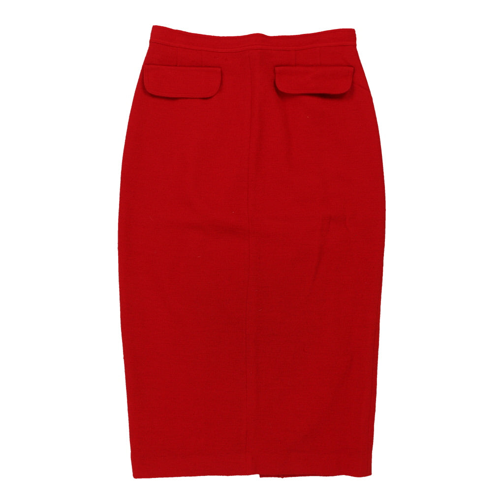 Krizia Midi Pencil Skirt - 32W UK 12 Red Wool Refurbished - Thrifted (note: this is a term often used to describe second- refurbished available on Cerqular
