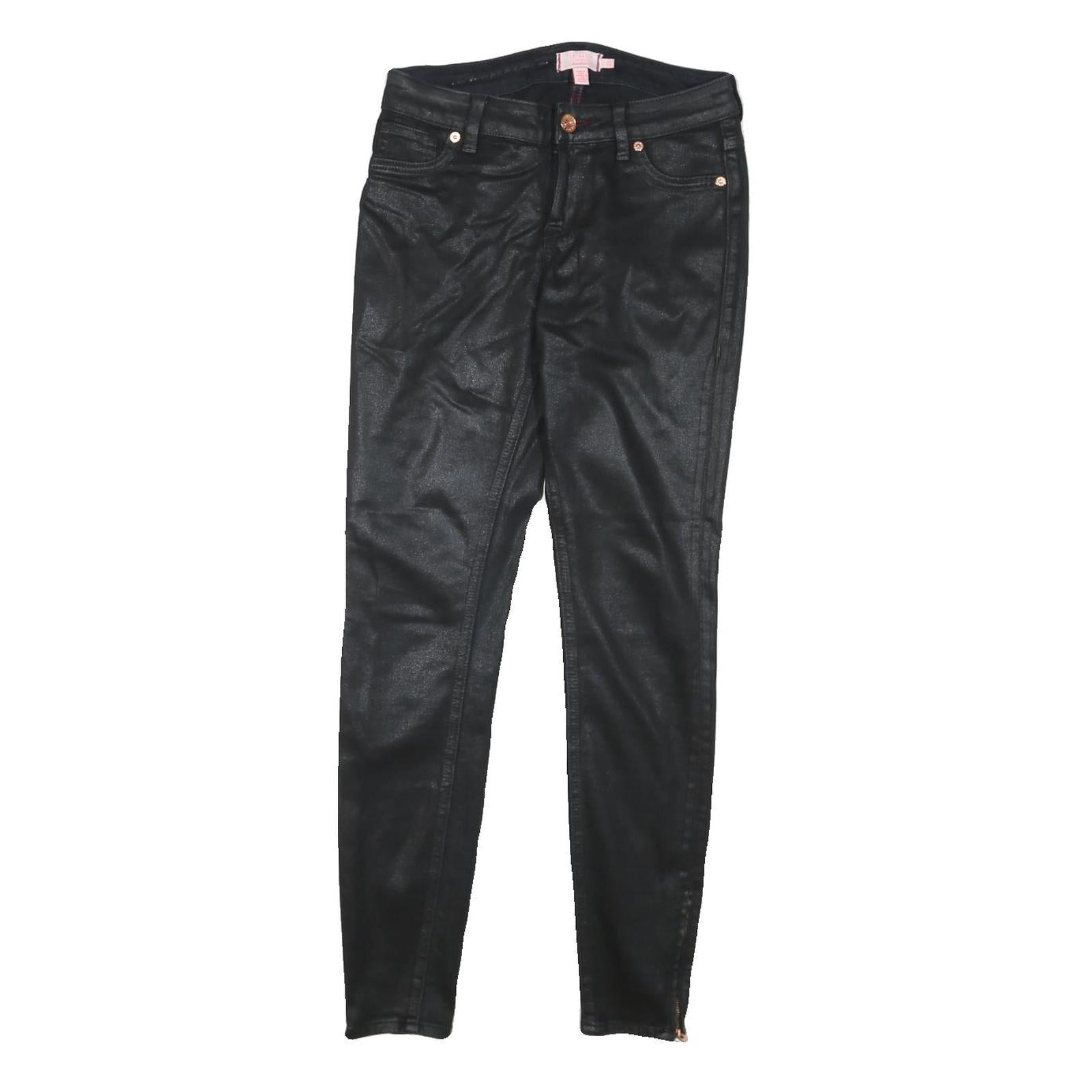 TED BAKER Womens Black Cotton Blend Slim Skinny Trousers W26 L25 Zip Closure Refurbished - N/A refurbished available on Cerqular