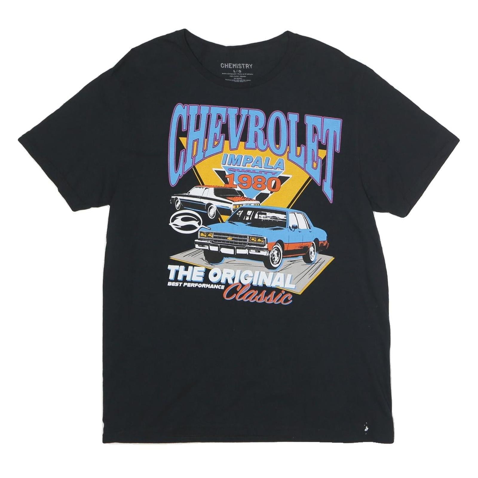 Buy CHEMISTRY Mens Black Chevrolet Graphic T-Shirt L Short Sleeve Crew Neck Cotton Refurbished - $19.49 CHEMISTRY Mens Black Chevrolet Graphic T-Shirt L Short Sleeve Crew Neck Cotton Refurbished - N/A refurbished available on Cerqular