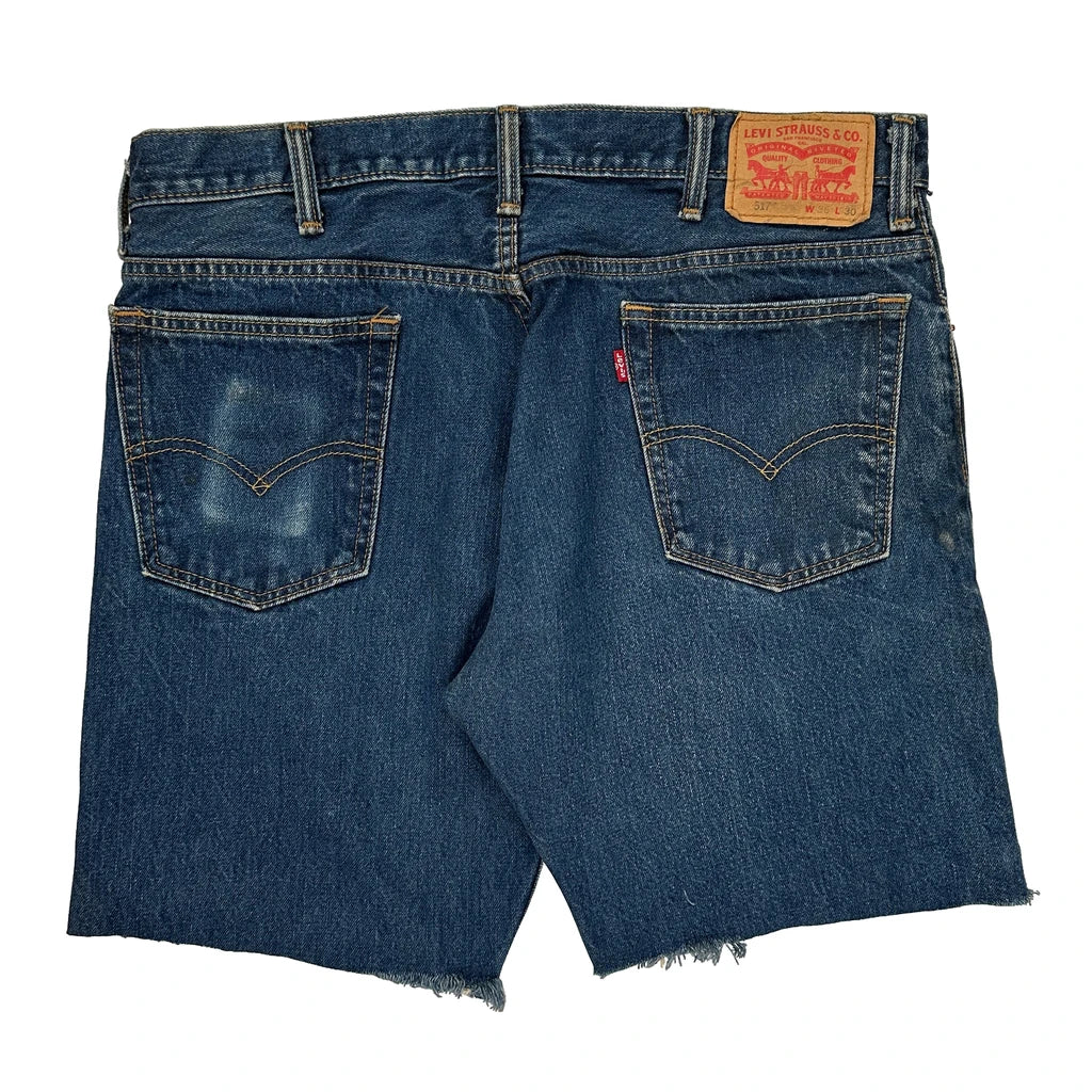 Levis Denim Shorts - 36W 10L Blue Cotton Refurbished - Thrifted (note: this is a term often used to describe second- refurbished available on Cerqular