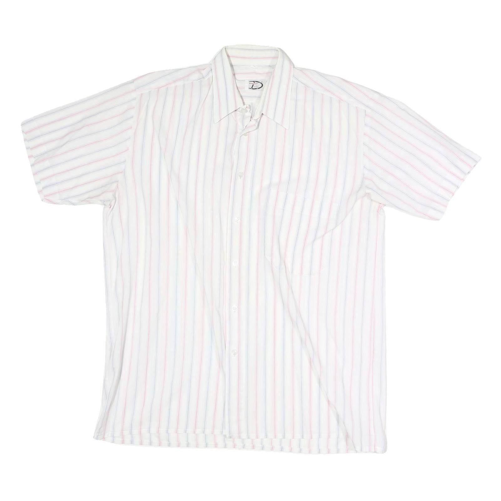 DONALLEY Mens White & Red Stripe Shirt S Cotton Blend Short Sleeve Casual Refurbished - N/A refurbished available on Cerqular