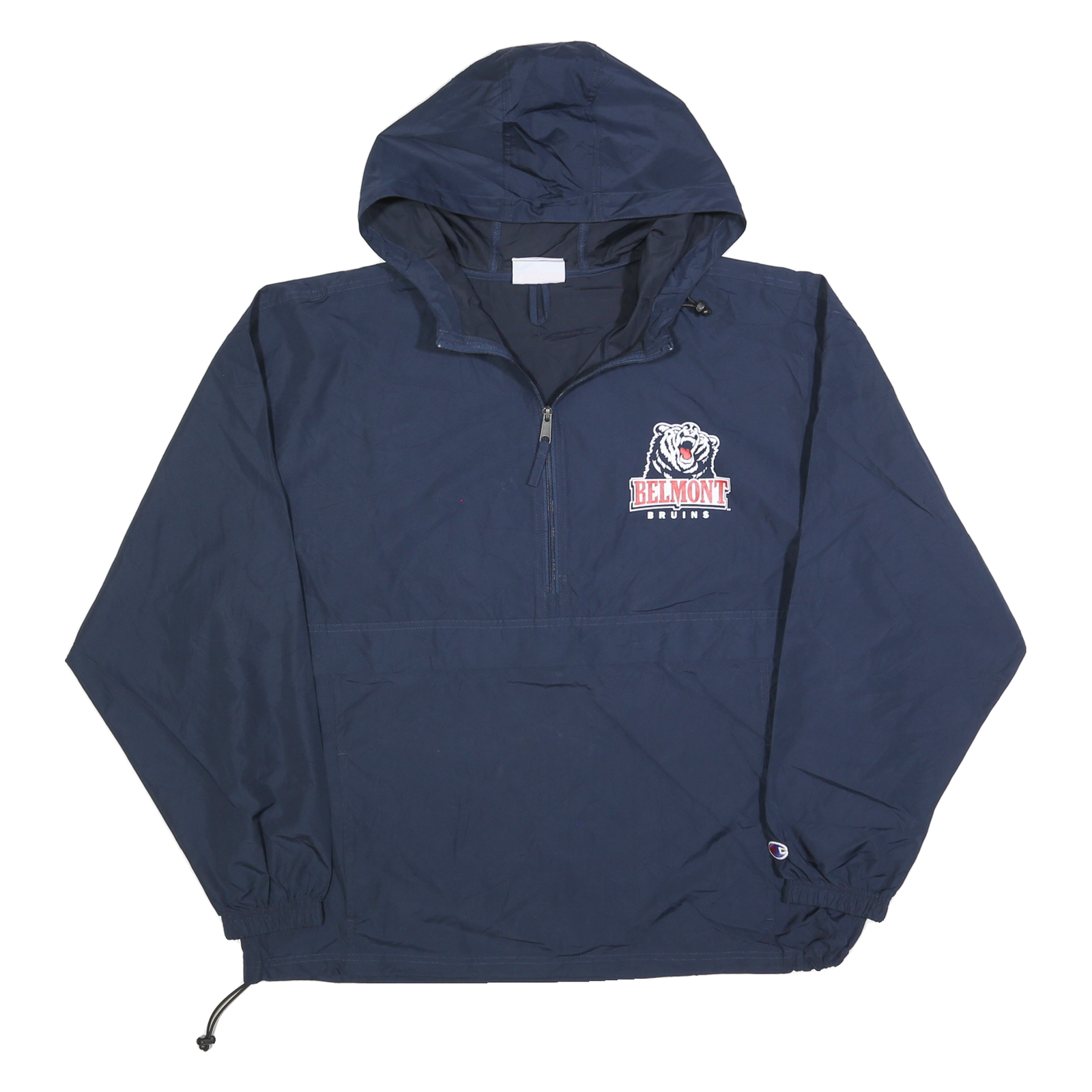 CHAMPION Mens Navy Blue Belmont Bruins Hooded Jacket XL Polyester Blend Plain Refurbished - N/A refurbished available on Cerqular