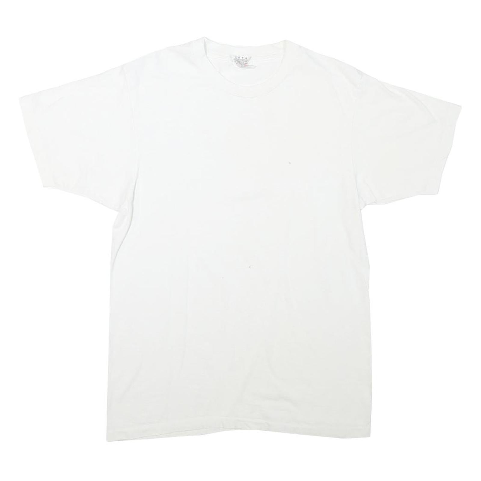 HANES Mens White Crew Neck Short Sleeve Classic Cotton Blend M T-Shirt Plain Refurbished - N/A refurbished available on Cerqular