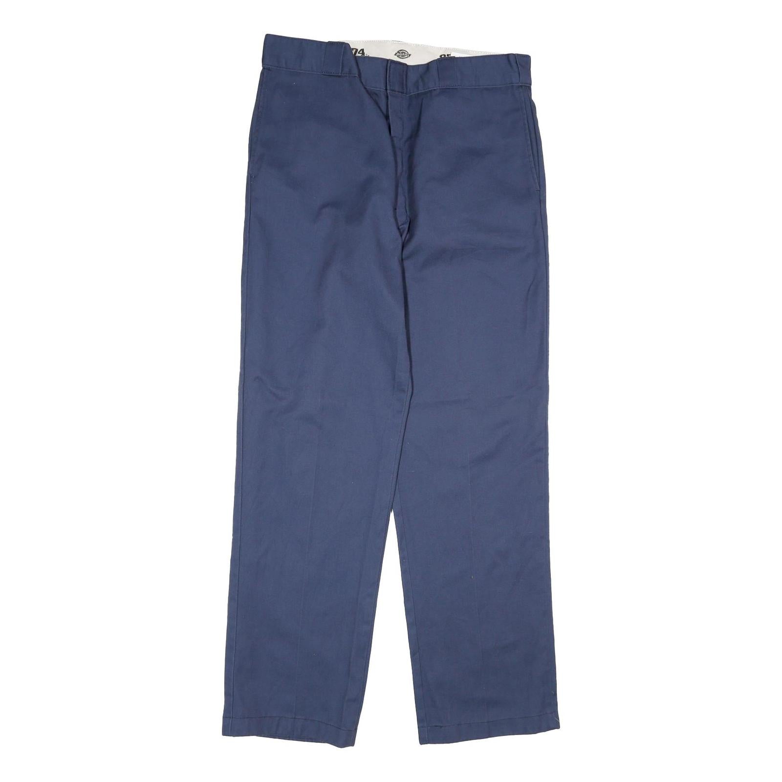 DICKIES Mens Cotton Blue Regular Straight Trousers W36 L34 Workwear Zip Closure Refurbished - N/A refurbished available on Cerqular