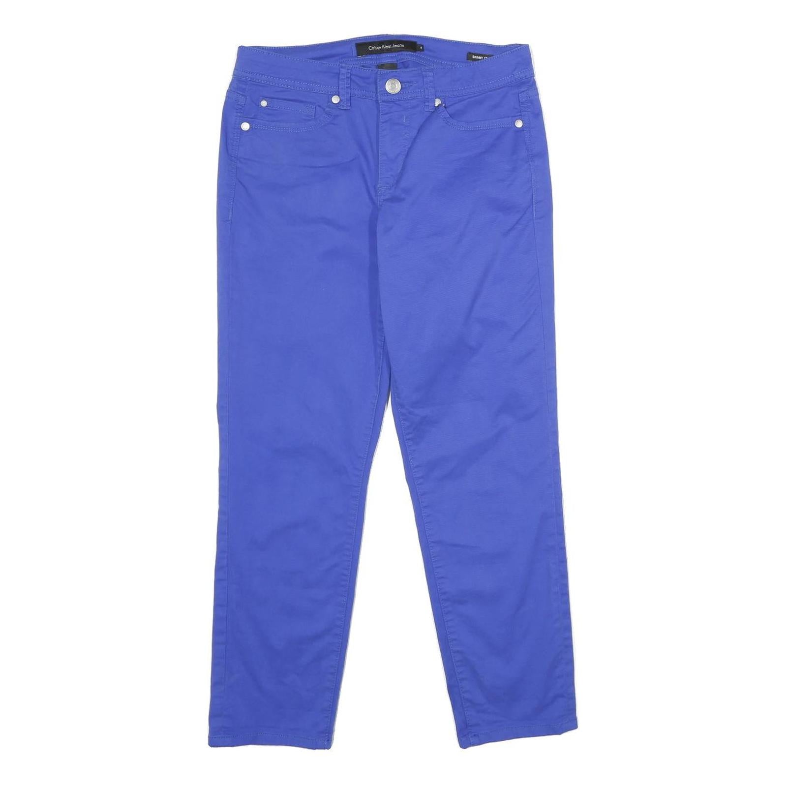CALVIN KLEIN JEANS Womens Cotton Blend Blue Slim Skinny Trousers W30 L28 Casual Refurbished - N/A refurbished available on Cerqular